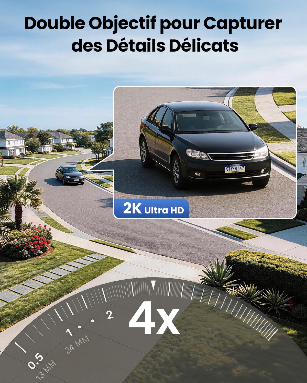 4G LTE Solaire Caméra de Surveillance Exterieure, Double Objectif 2K+2K Caméra avec Carte SIM, AI Détection Humaine PIR Vision Nocturne Couleur et Audio Bidirectionnel