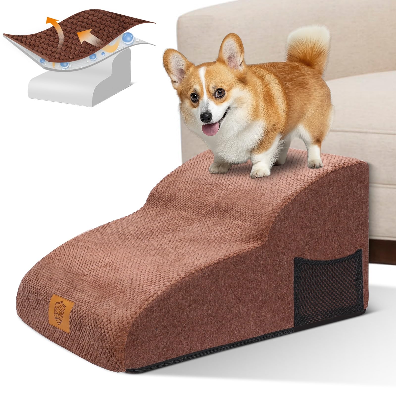 Gralara Hundetreppe 2-stufig - Rutschfeste Treppe Für Kleine & ältere Hunde Bis Couch/Sofa