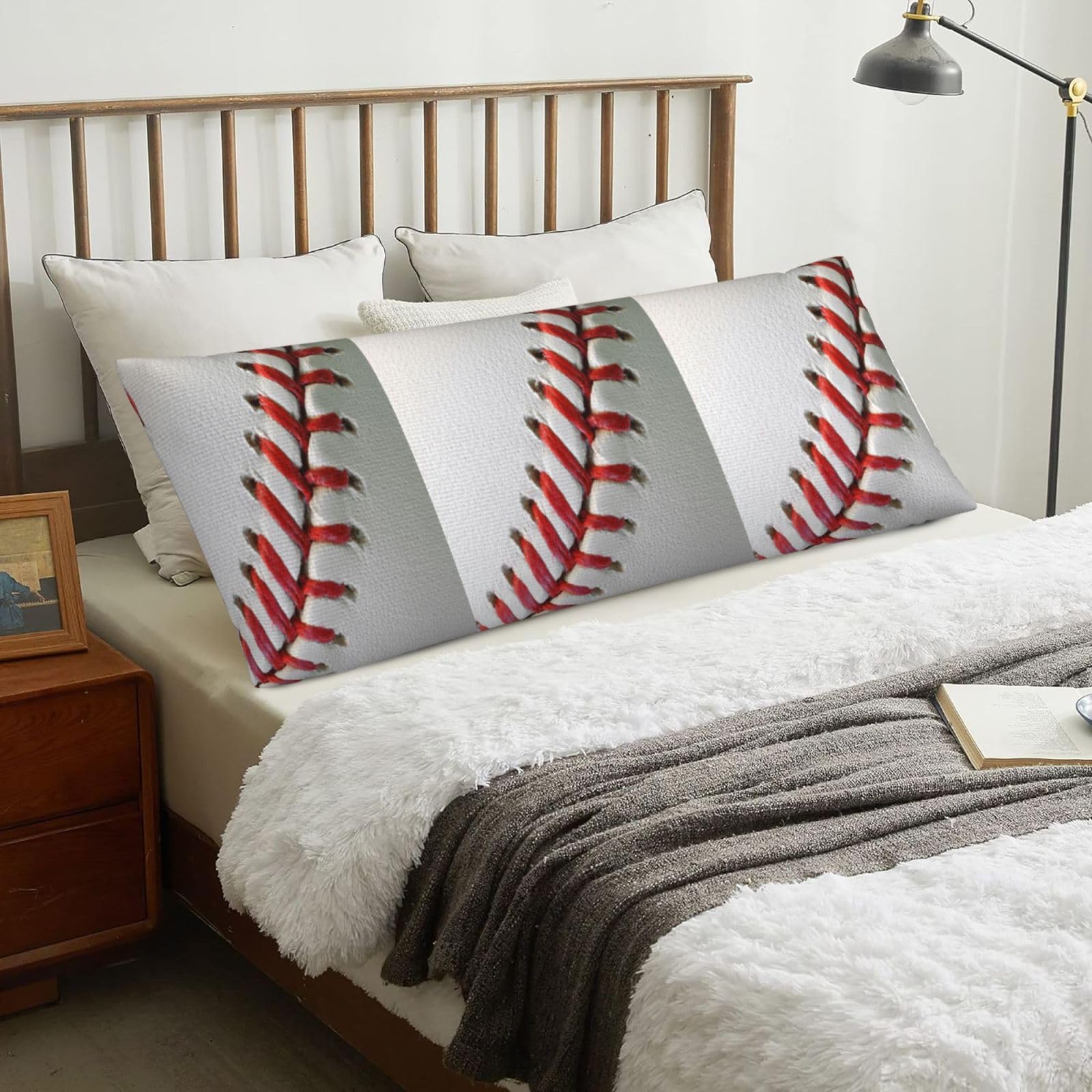 Sport Ball Baseball Printed, Body Pillow Cover with Zipper,Long Body Pillowcase 20 x 60 in