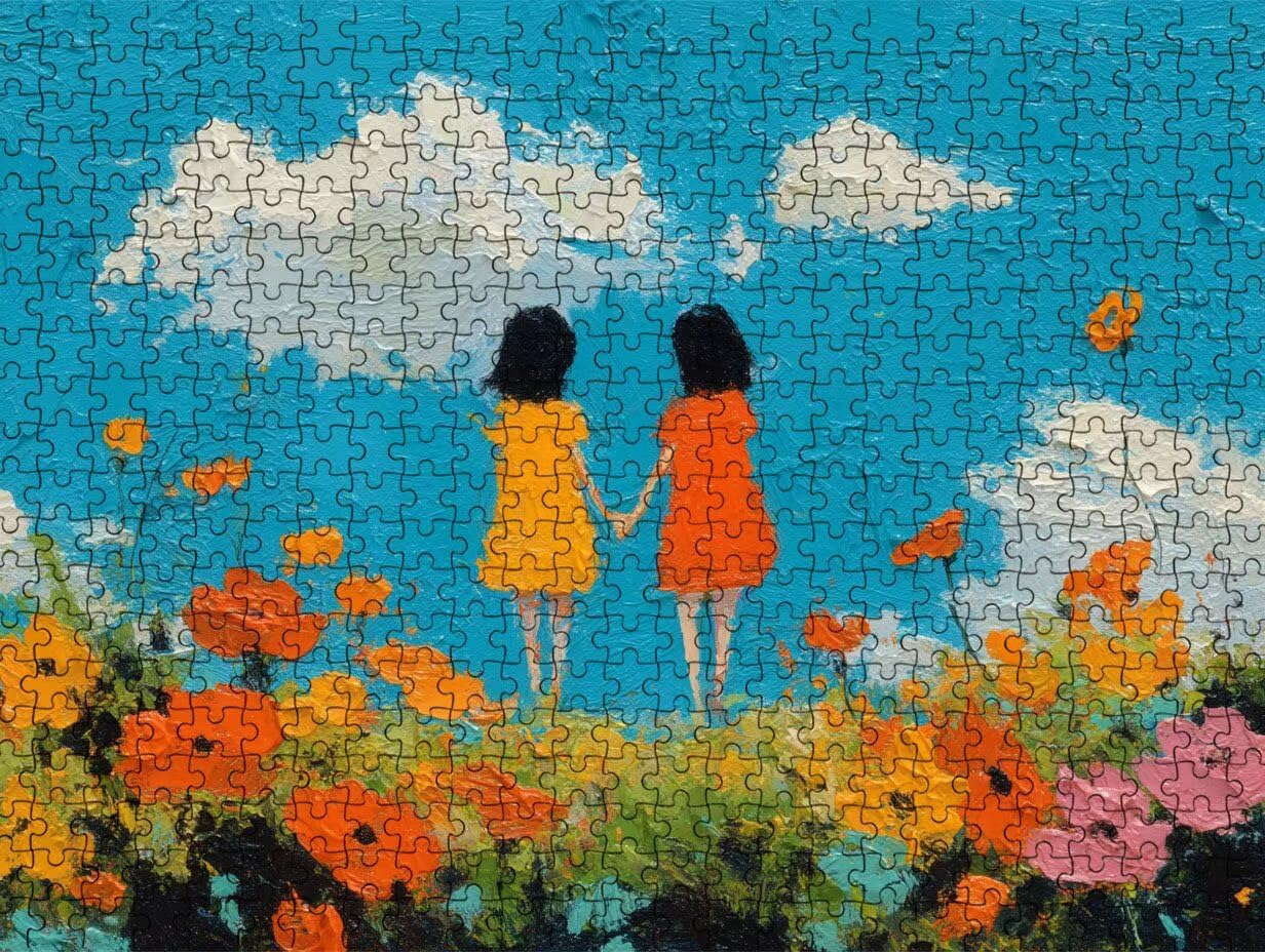 Puzzle 1000 sztuk, Dziewczyna Ogród 3D Puzzle dla dorosłych Wyzwanie, Artystyczne Puzzle Edukacja, Zabawne i stymulujące dekoracyjne puzzle dla rodziny, jako prezent i dekoracja ścian R6KH-675