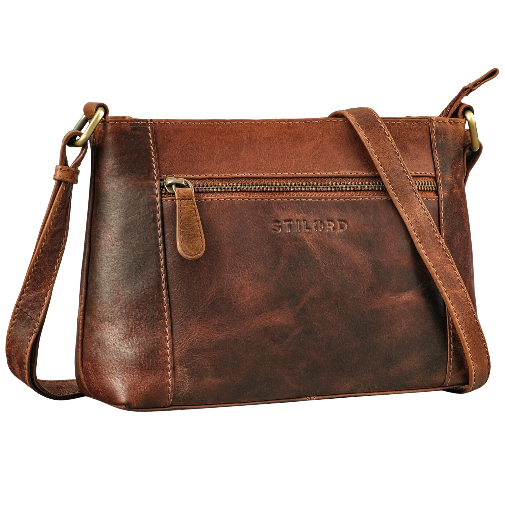 STILORD 'Peach' Bolso Bandolera Mujer Cuero Pequeño Bolsa Vintage Bolso de Mano Piel Pequeña