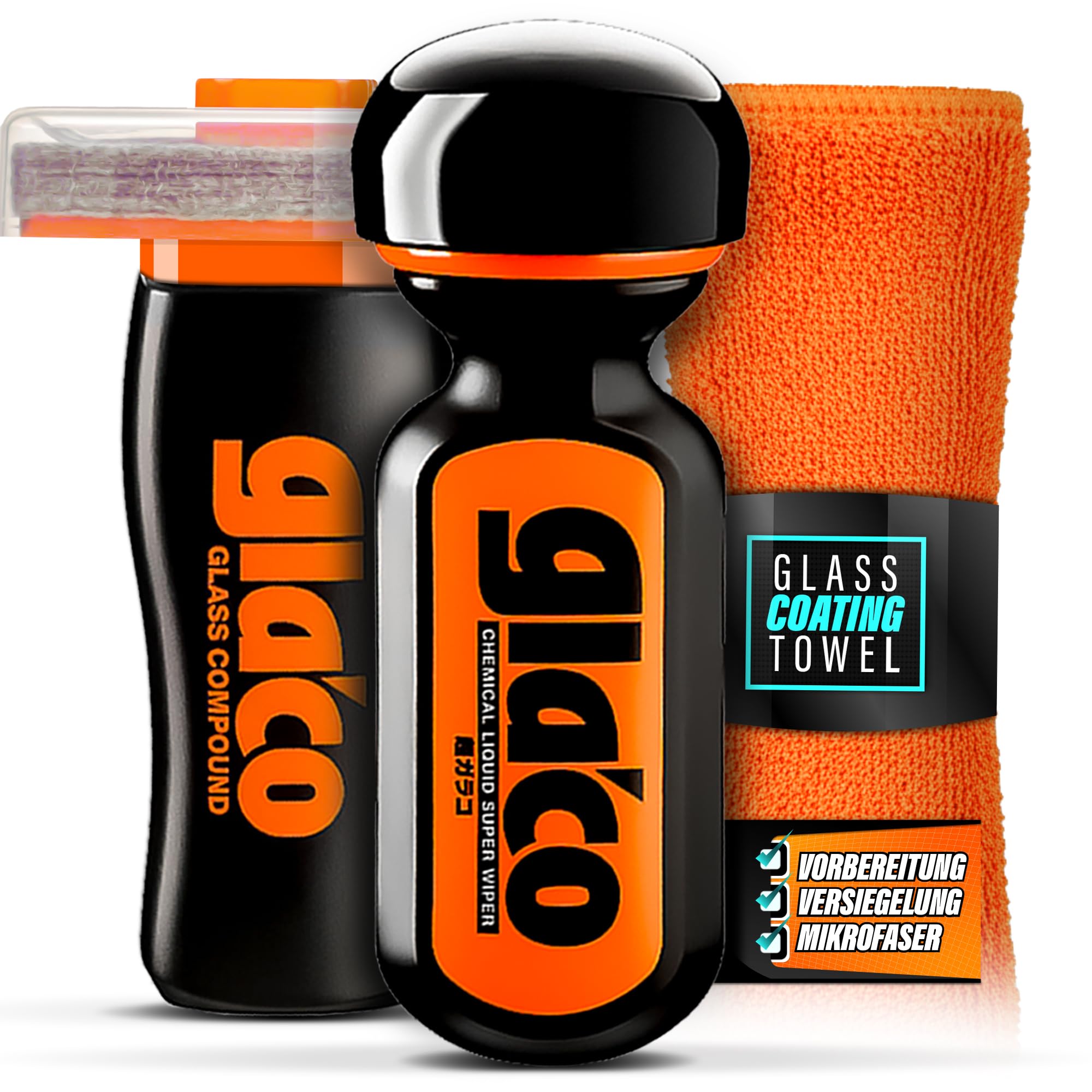 Auto Scheibenversiegelung Set | Soft99 Glaco Glass Compound Roll On Tiefenreiniger + Ultra Glaco Versiegelung | effizienter Regenabweiser für Autoscheiben bis zu 12 Monate | Nano Glasversiegelung