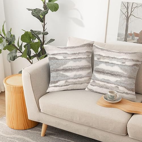 Miniatura 6 de Juego de 2 fundas de almohada esponjosas de 16 x 16 pulgadas, juego de 2 almohadas decorativas suaves cuadradas para sofá, fundas de almohada de 16