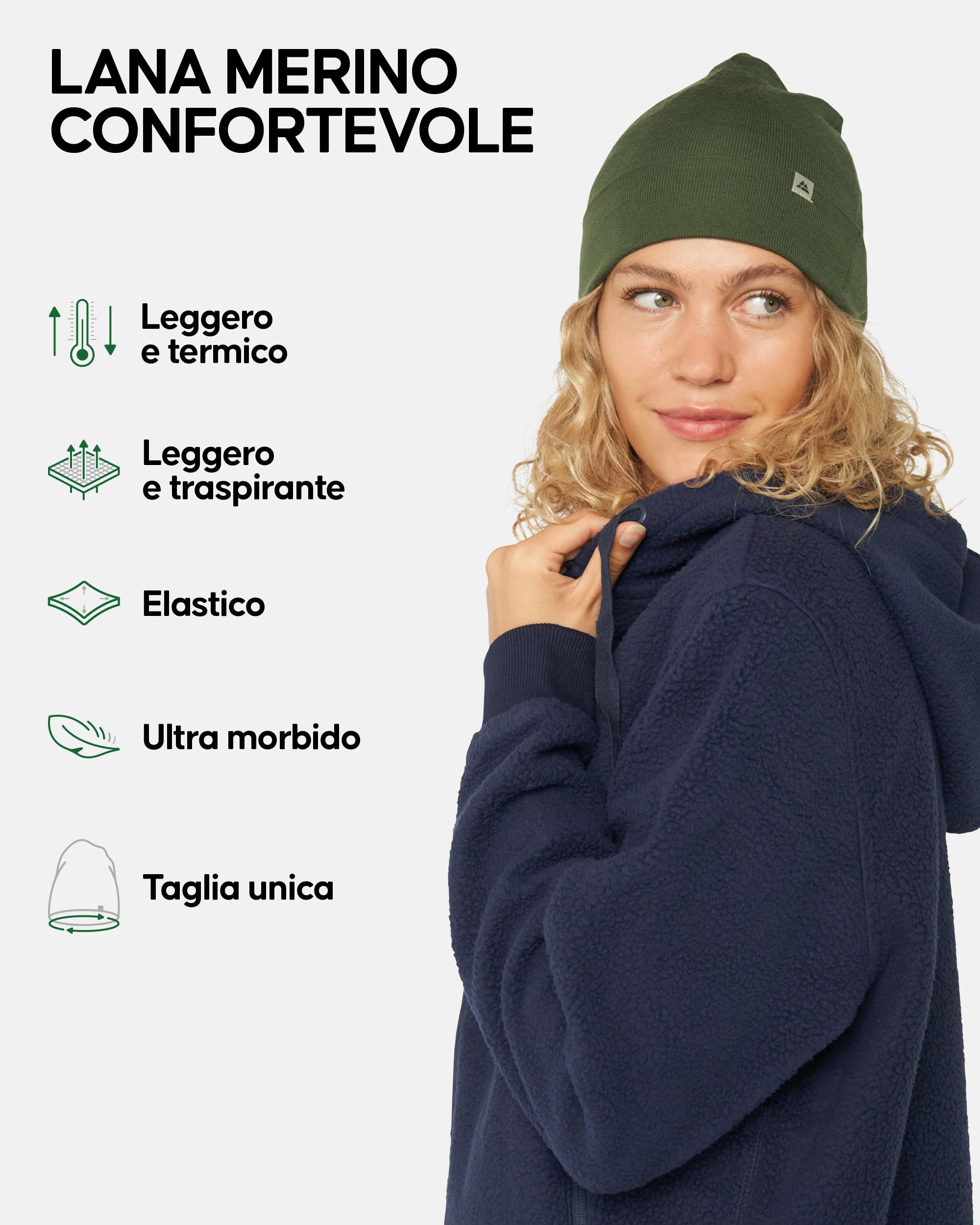 DANISH ENDURANCE Cappello Lana Merino, Berretto per Uomo e Donna, Beanie Sportivo