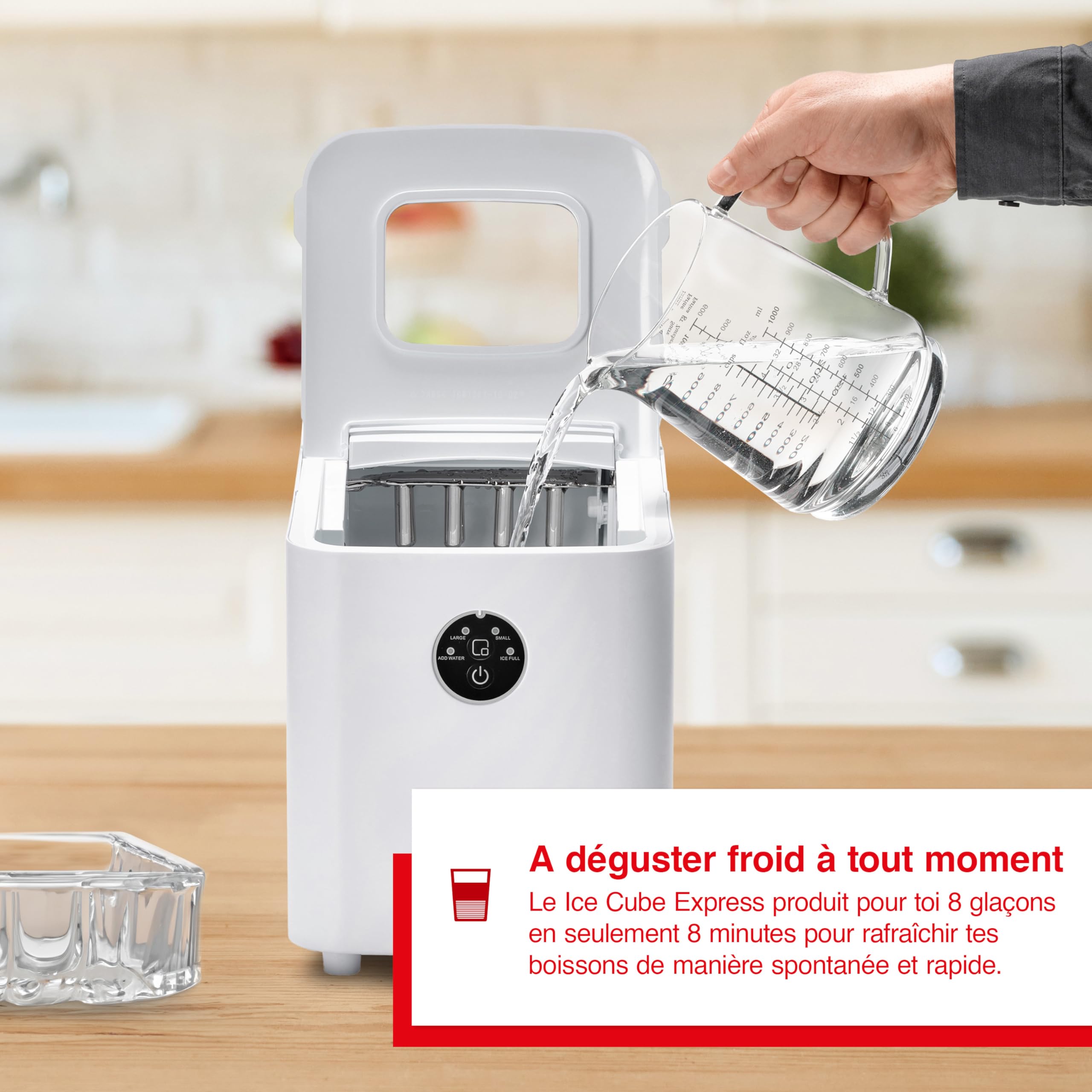 Solis Ice Cube Express Machine à Glaçons 8 Glaçons en 8 Minutes Ice Cube Maker avec Taille de Glaçons Réglable, Machine à Glaçons Autonettoyante pour Cuisine, Bureau, Fête et Bar, Blanc