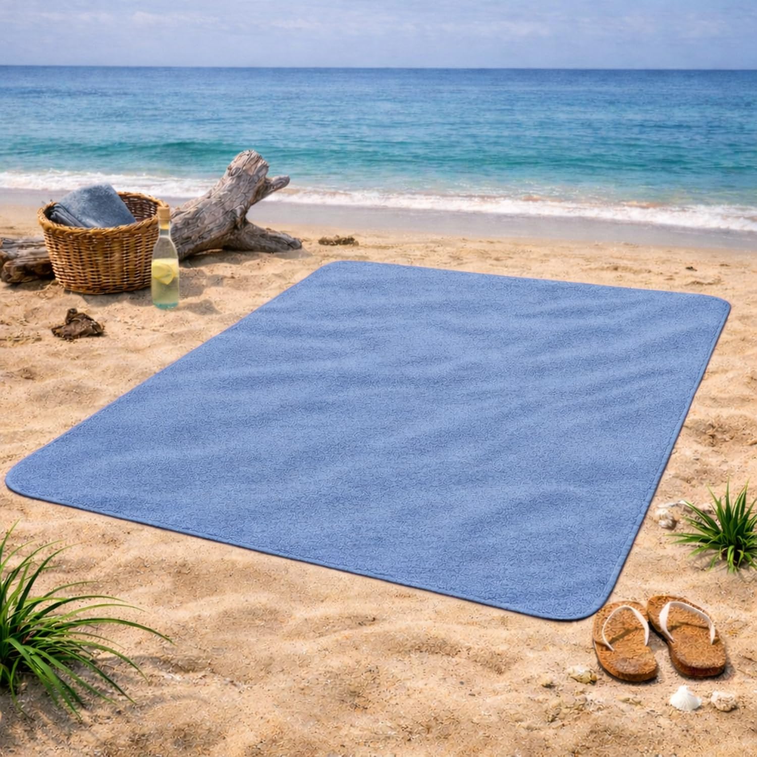 KiGATEX - Coperta in Spugna, Morbida, 100% Cotone, 150 x 200 cm, certificata Öko-Tex, Blu, 150 x 200 cm