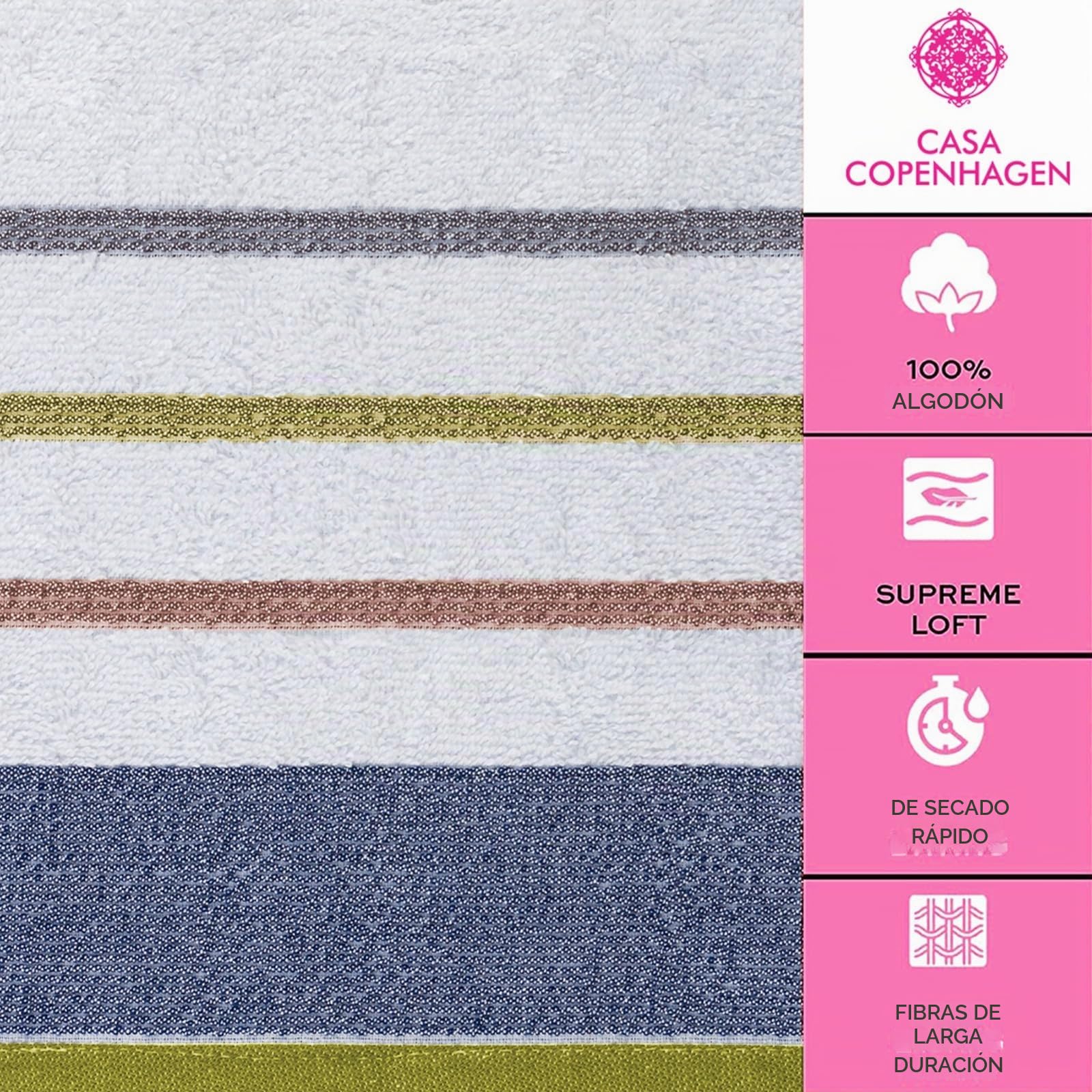 Casa Copenhagen Juego de Regalo de 6 Toallas de baño, 600 gsm, Gris carbón | White Bay 100% algodón egipcio puro para baño, cocina y ducha: 2 toallas baño, 2 de mano, 2 paños (set regalo mujer y hombre)