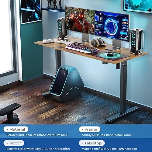 Miniatura 4 de Our Modern Space Escritorio eléctrico de pie de 55 pulgadas de altura ajustable  Estación de trabajo de pie rectangular grande para oficina en casa