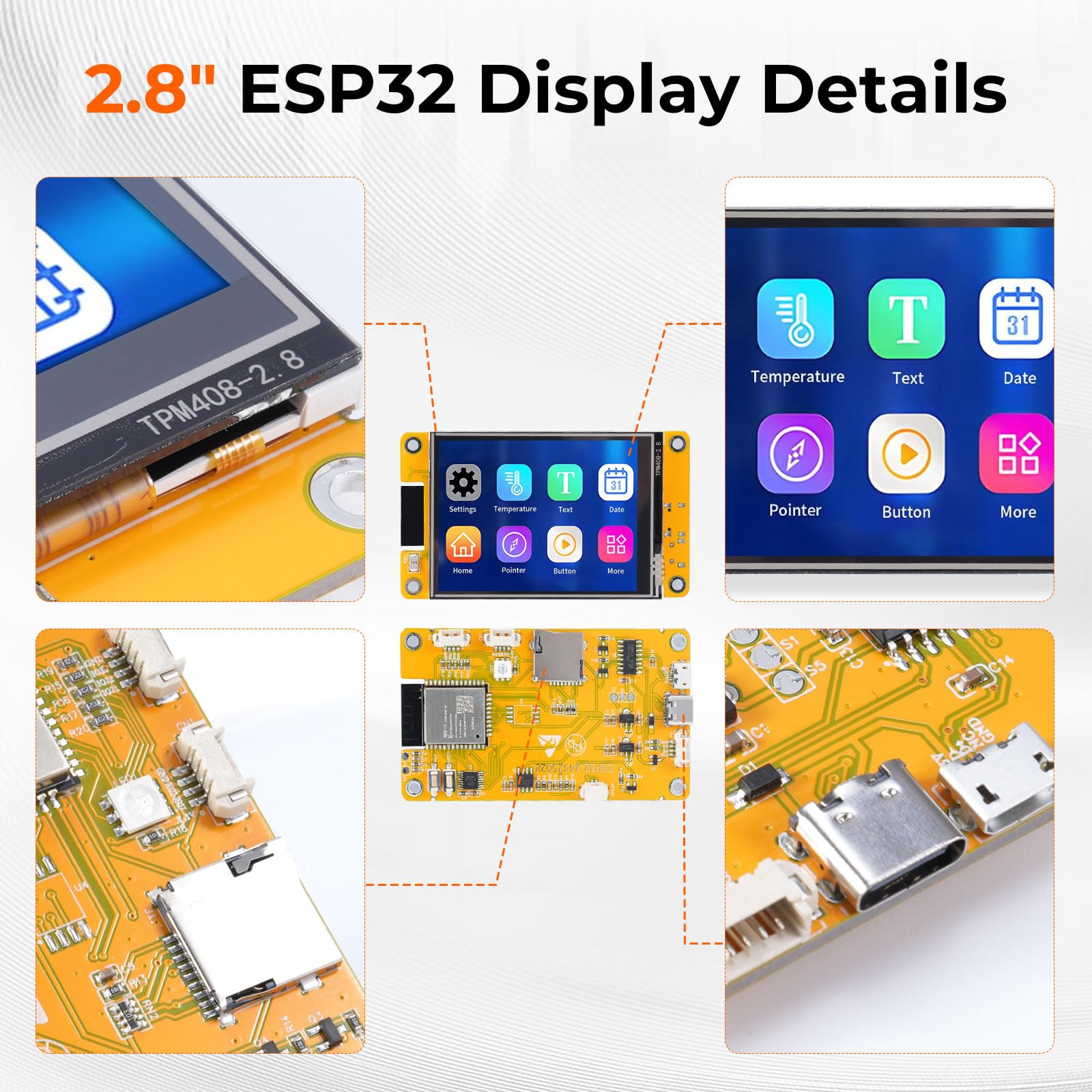 ESP32 Display,2.8" ESP32 Display ESP32-2432S028R Touchscreen Resistivo 240x320 TFT LCD Display Modul,ESP32 Scheda di sviluppo con WiFi Bluetooth, per Arduino IDE(2 pezzi)