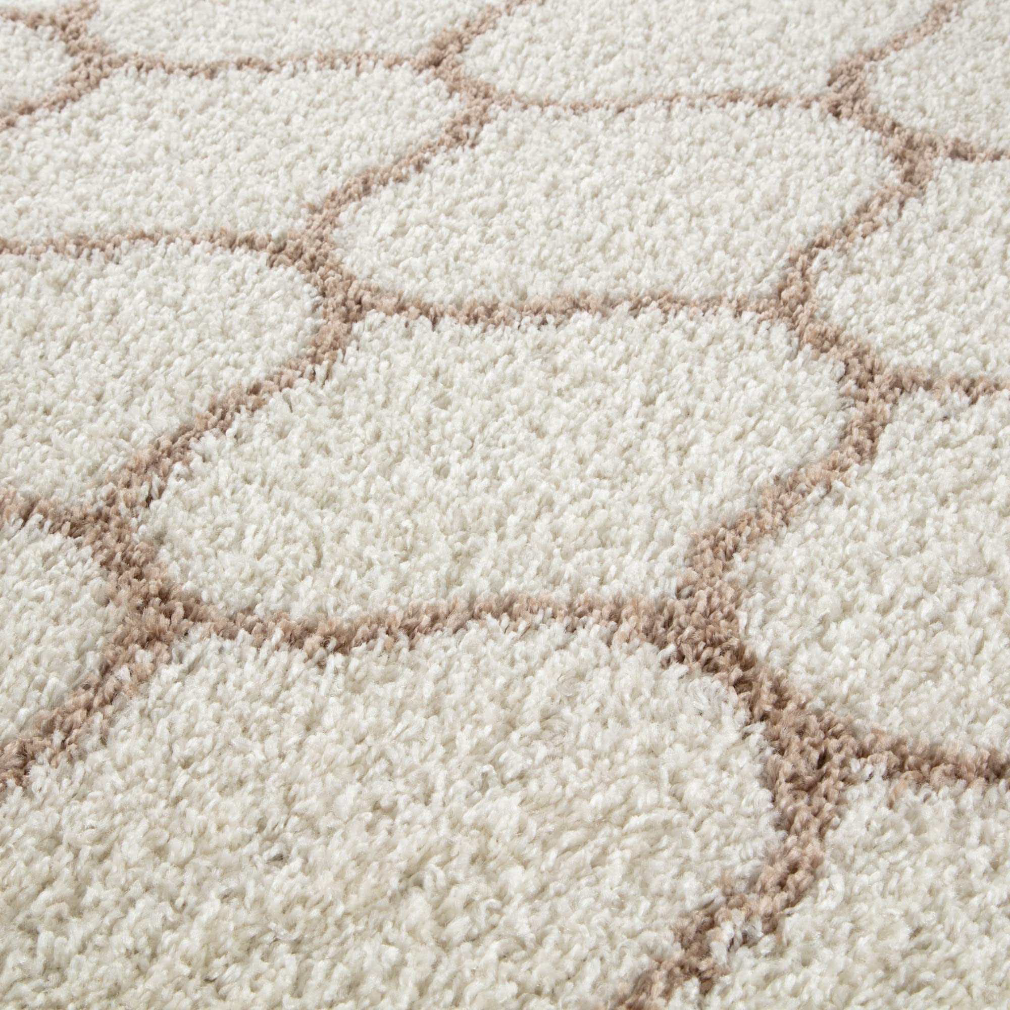 THE RUGS Shaggy Rug, Modern Moroccan Design Rugs for Living Room Bedroom, Hallway, 3 cm Thick Area Rugs, (Trellis Ivory/Beige - Image 4