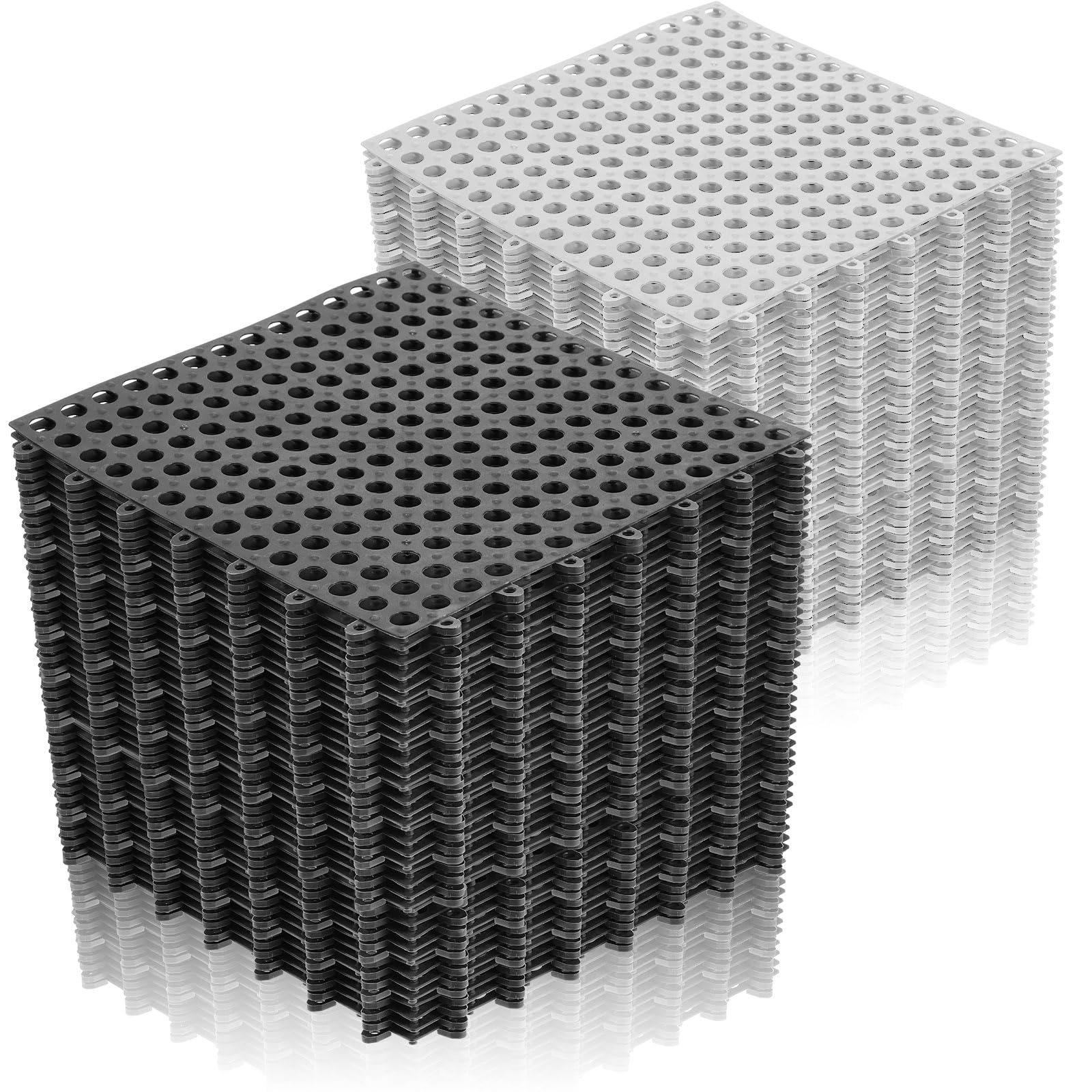 Tinideya 50 Pcs Drainage Interlocking Floor Tiles, 12'' x 12'' Soft TPE Non Slip Shower Floor Tiles for Pool Bathroom Shower Balcony Patio Locker Room Basement Stairs(Black and White) — Amazon image 9
