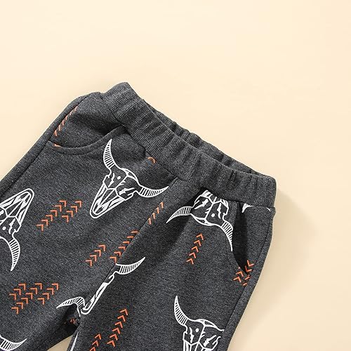 Miniatura 7 de Kaipiclos Ropa para bebé niño, sudadera de manga larga con cuello redondo y estampado de vaca, pantalones largos para correr, otoño, invierno, traje