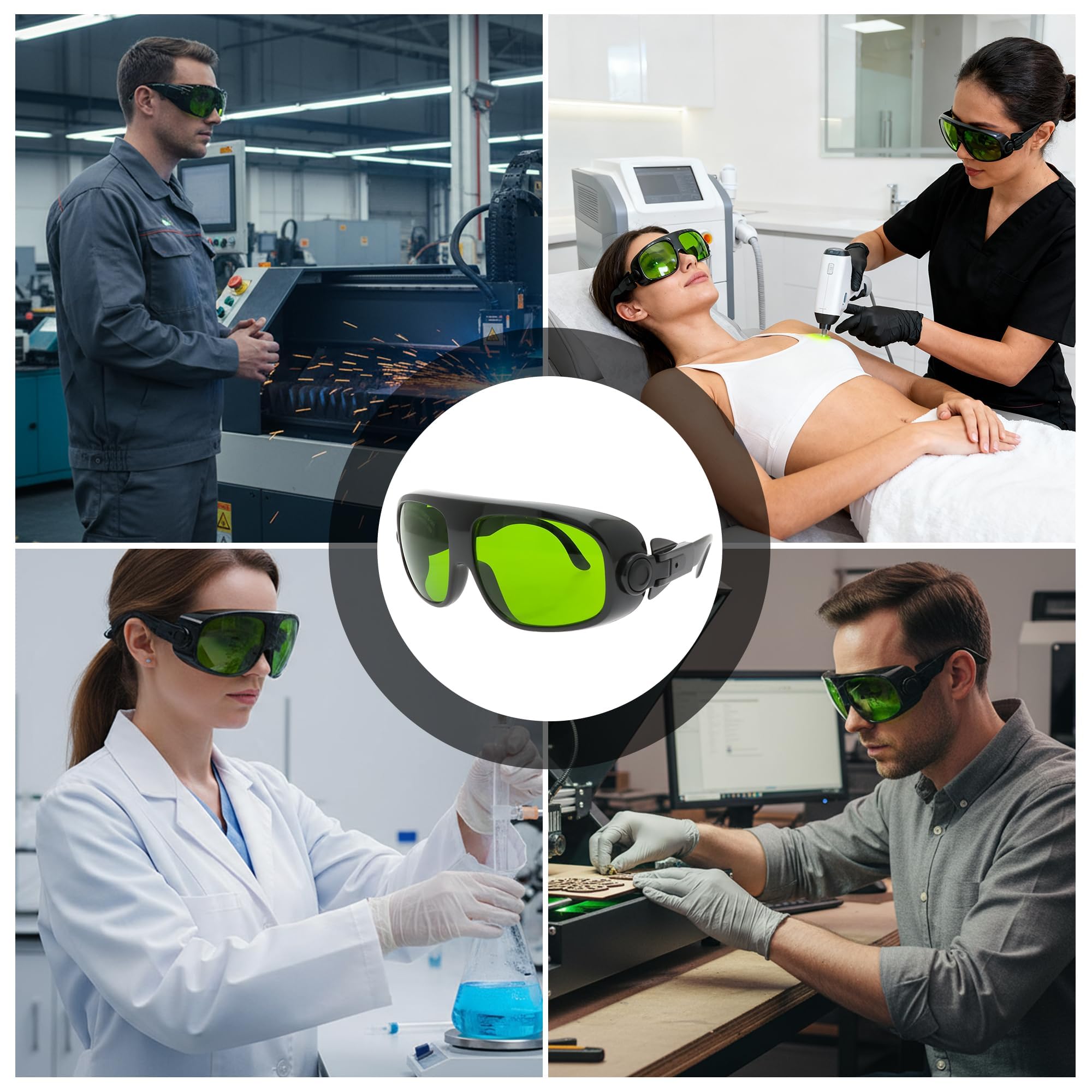MCWlaser Laser Schutzbrille 1064nm 1080nm Brille CE OD5+ Laser Safety Goggles 190-470nm & 800-1700nm Für Fiber Laserreinigung Schweißen UV-Markierung Diode, ND:YAG Laser Absorption Type EP-8 Stil 11