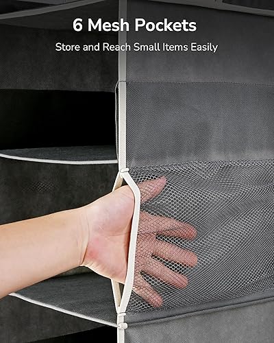 Miniatura 5 de ULG 1 organizador colgante de armario, 3 en 1 a 6 en 1, estantes colgantes reversibles con 6 bolsillos laterales para almacenamiento de ropa,