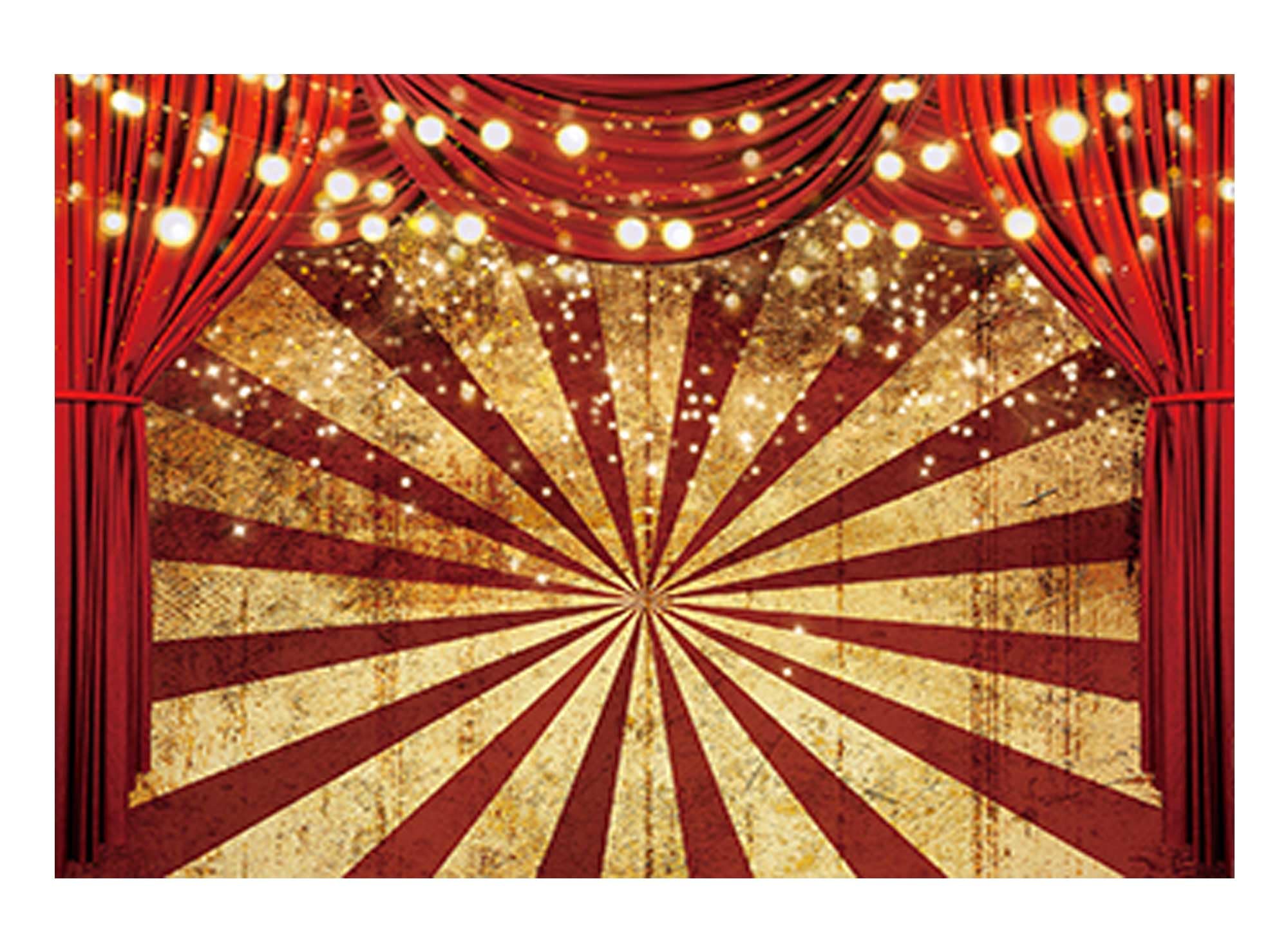 Funnytree 7x5ft Golden Glitter Red Curtain Halloween Photography Backdrop Circus Carnival Sparkle Stripes Background Baby Shower Birthday Party