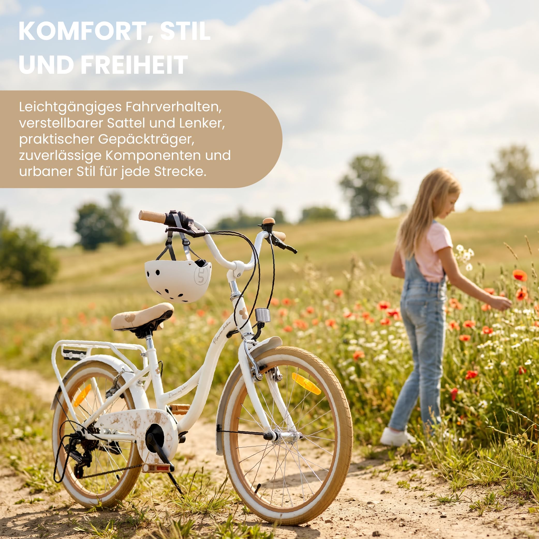 sun baby Mädchenfahrrad 20 Zoll Flower Bike Radgröße zur Auswahl 6 Gang Shimano Kinderfahrrad Kinderrad für Mädchen von 6 bis 10 Jahre verstellbare