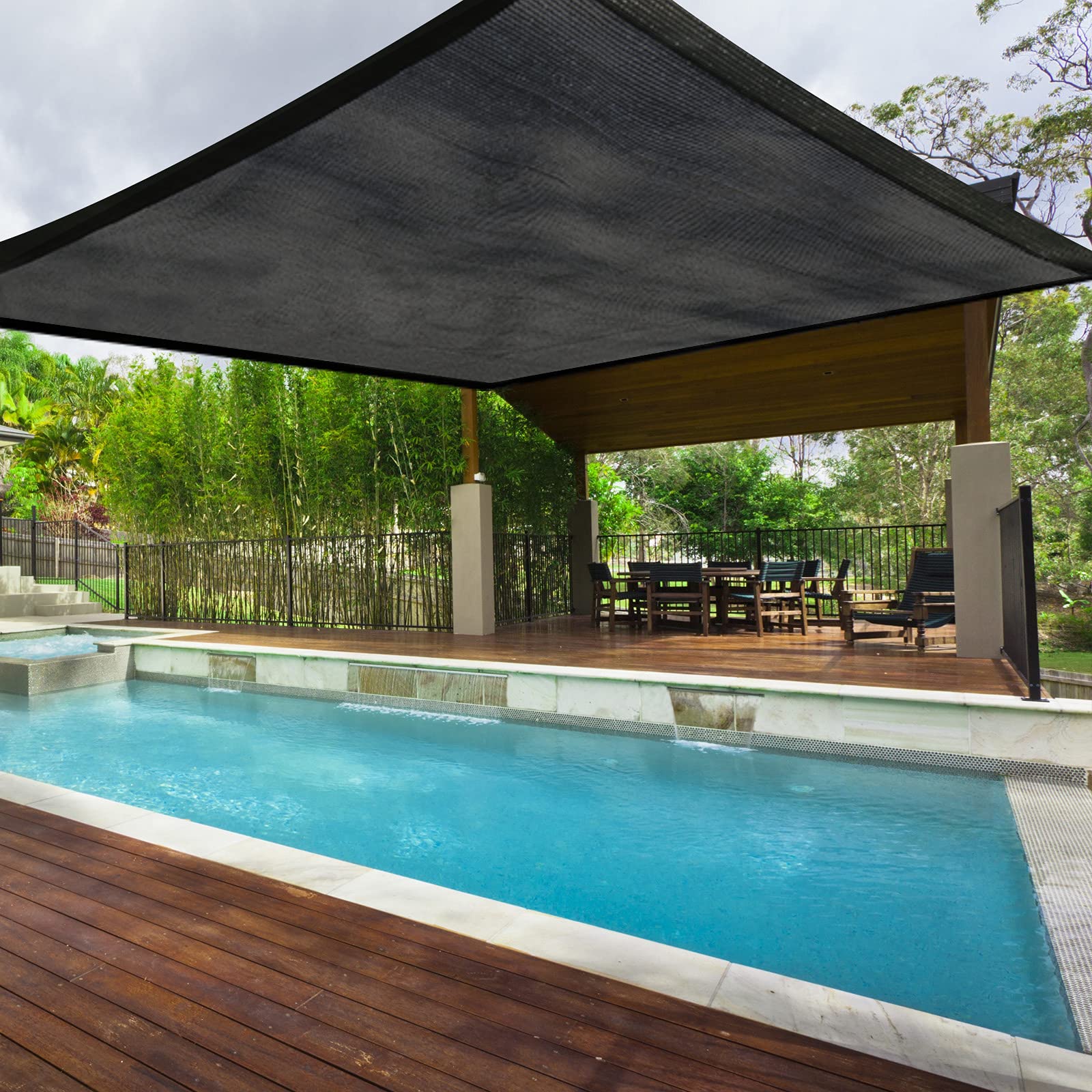 FEPITO Lona de malla resistente de 3 x 6 m, cubierta de malla negra para patio, vallas, jardín, camiones volquete