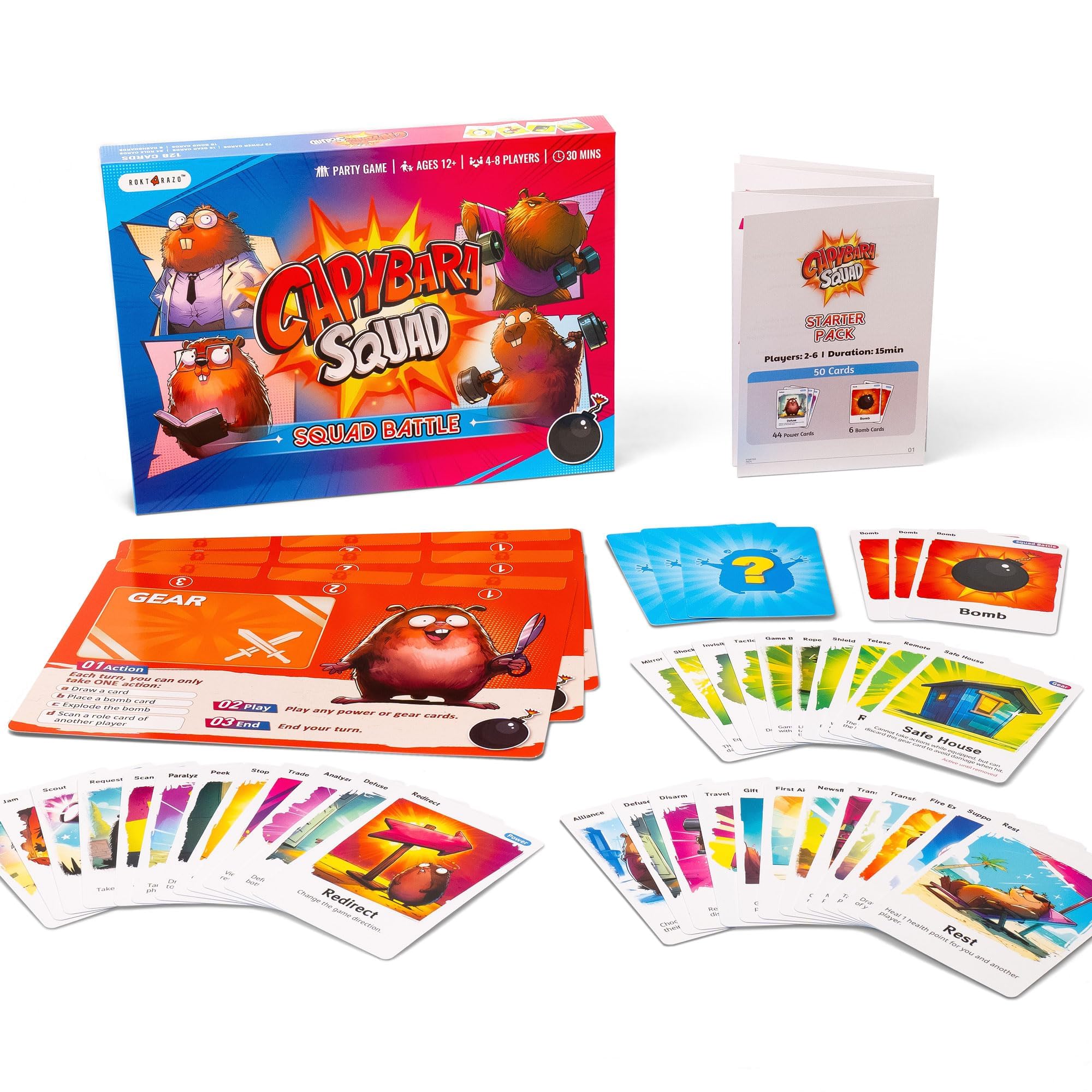 rokt&raz Capybara Squad: Squad Battle Edition | Versteckte Rollen, Bluff & Trust No One | Neue Power-Karten und Ausrüstungen | Lustiges, schnelles Kartenspiel für Kinder, Teenager und Familie