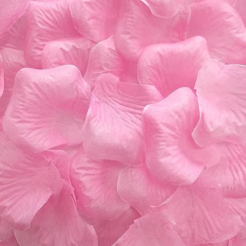 Pétalos de rosa rosa de 0.9 libras, 5000 pétalos de rosa para noche romántica para ella, pétalos de flores falsos para decoración de boda, pétalos