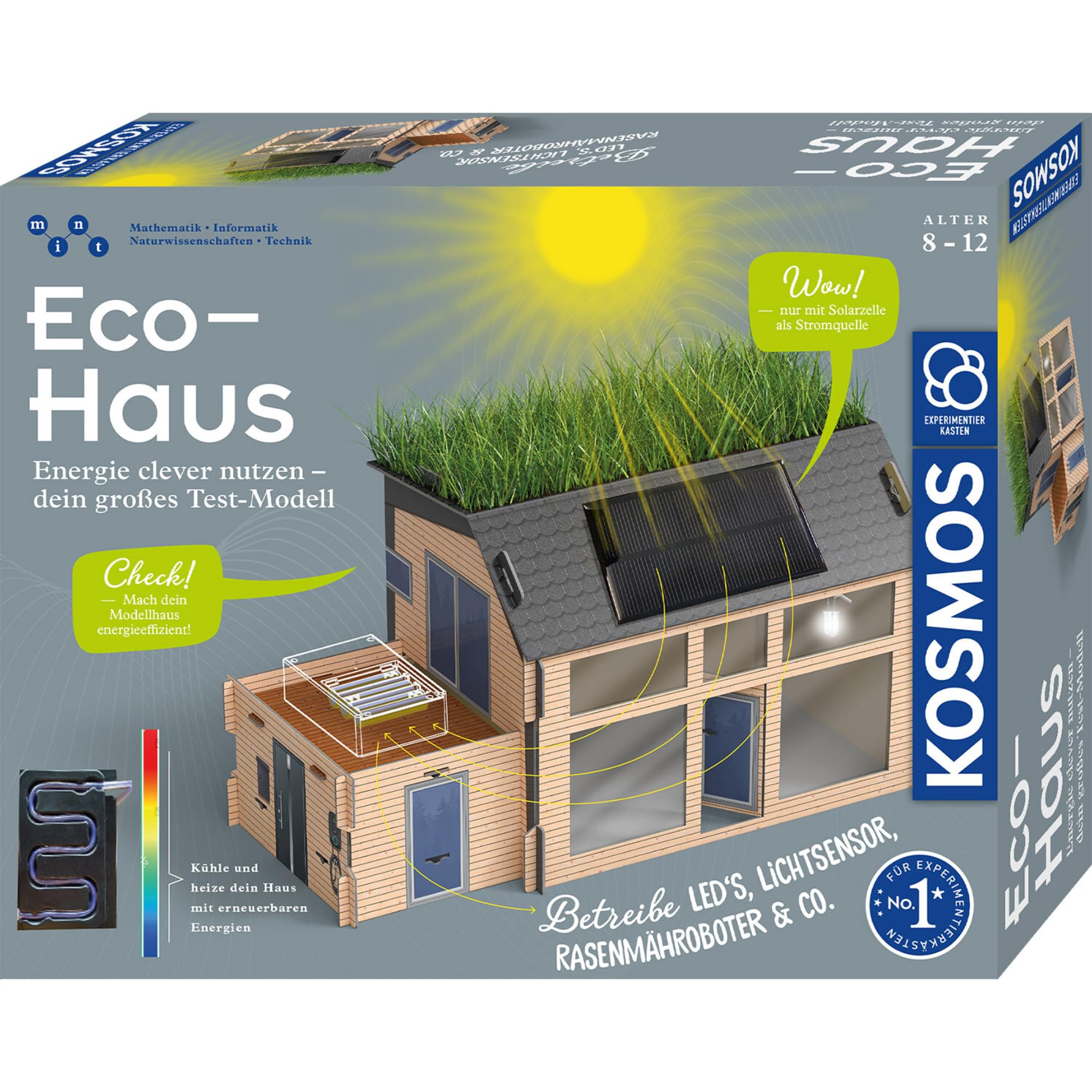 KOSMOS 621070 Eco-Haus - Uso Inteligente de la energía - Tu Gran Modelo de Prueba, Caja de experimentos para niños a Partir de 8 años sobre Temas de energía Solar, energías regenerativas y