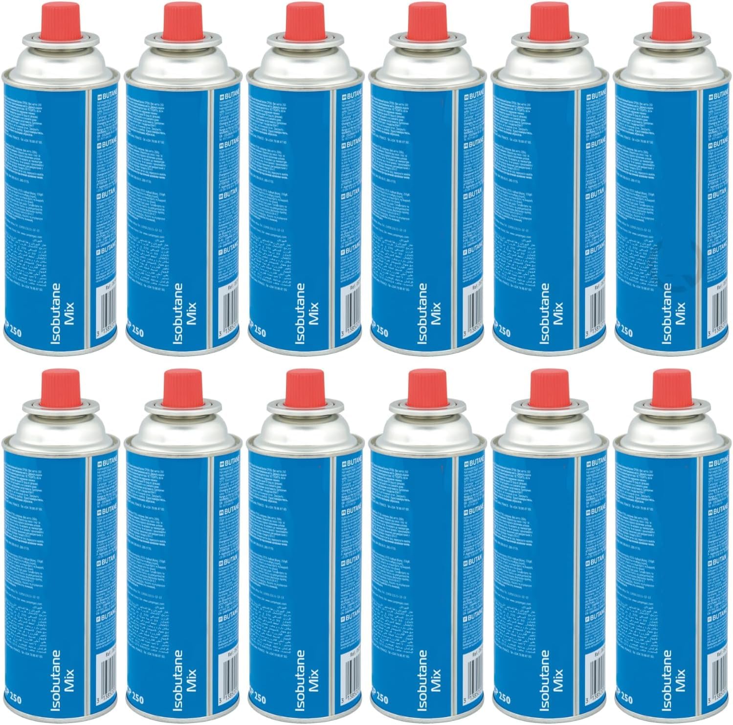 FYSHOP- Pack de 12 Cartuchos de Gas Butano CP-250, 227g para Hornillos Quemadores, Cartucho de Gas para Camping 250, 12 Bombonas