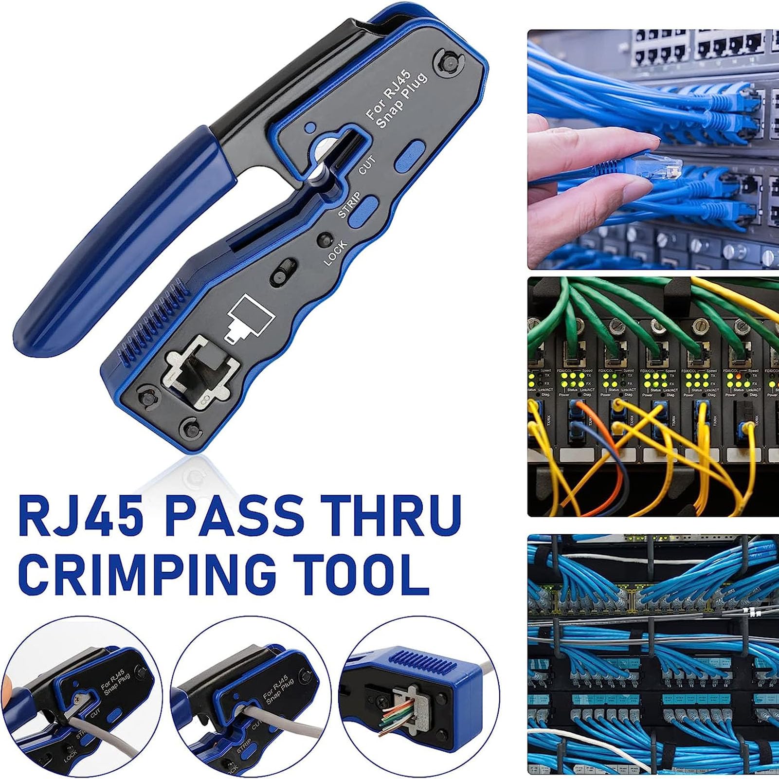 Kit d'outils de sertissage multifonctionnel RJ45 connecteurs modulaires 8P8C pince à dénuder équipement de maintenance de réseau en acier allié de qualité supérieure pour la