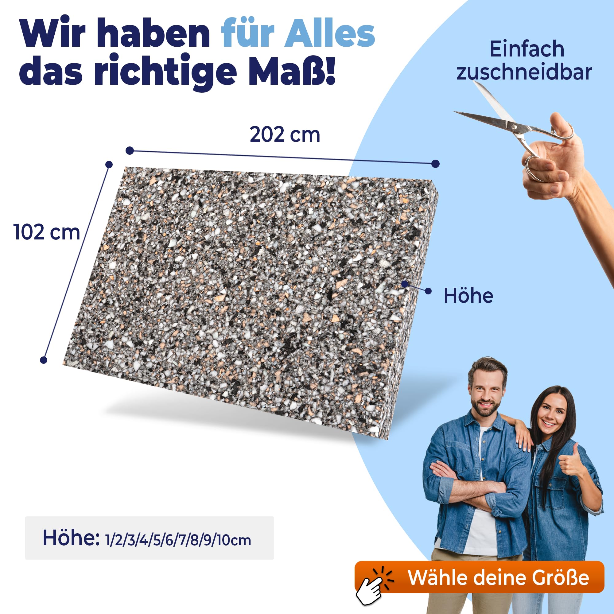 Saarschaum Verbundschaum Platten RG 120 • 202x102x1cm • Premium Verbundschaumstoff Schaumstoffplatten • Hartschaumstoff Meterware • Schwerschaum Dämmplatten Schallisolierung