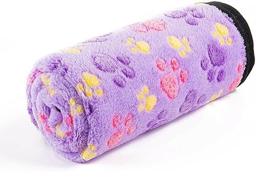 Miniatura 5 de Manta de forro polar súper suave y cálida para perro, manta con estampado de patas para automóvil, regazo, sofá y cama de mascotas (47 x 31