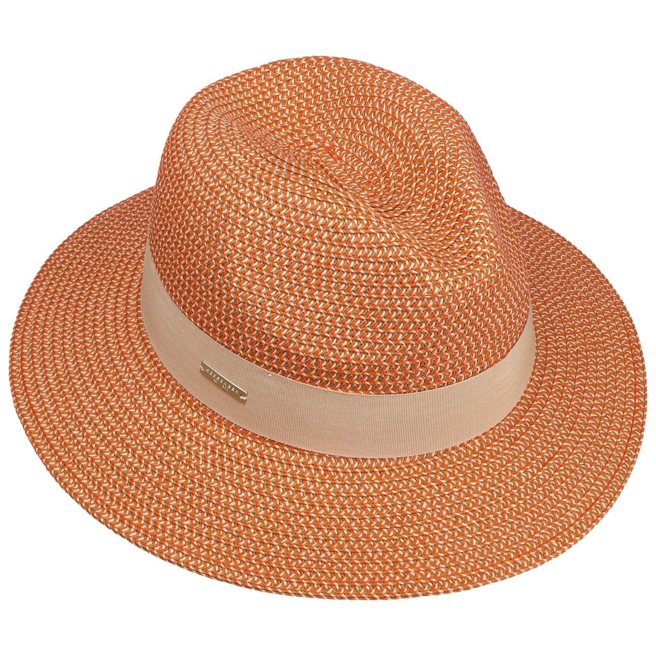 Seeberger Cappello di Paglia Vandia Traveller Donna - da Giardiniere Estivo Cappelli Spiaggia con Nastro in Grosgrain Primavera/Estate Estate