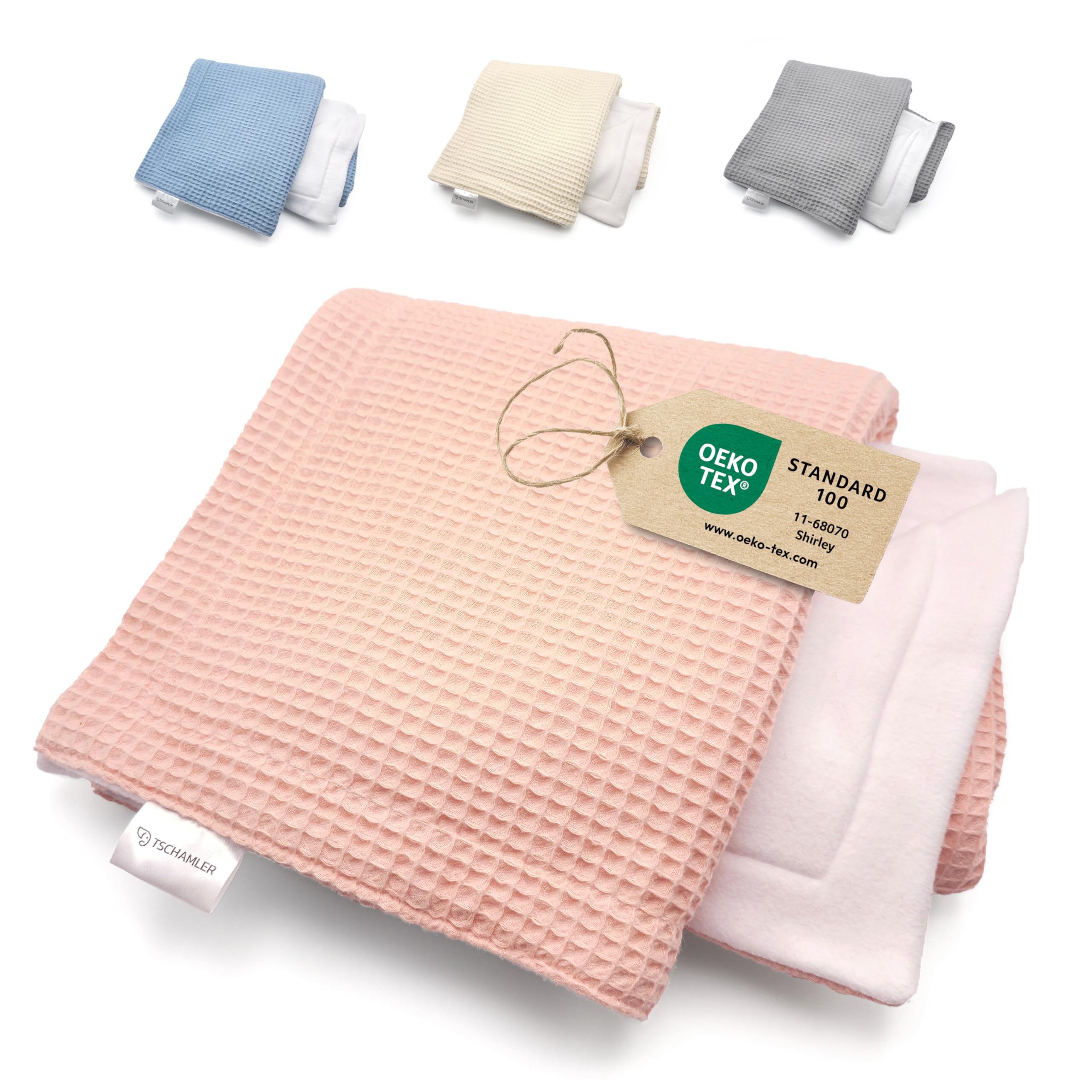 TSCHAMLER® Babydecke Fleece, doppellagig & weich, Waffelpique, Oeko-TEX® Zertifiziert, Winter Baby Decke mit Geschenkbox für Neugeborene, Baby Blanket Newborn, Mädchen 80 x 100 cm – Rosa
