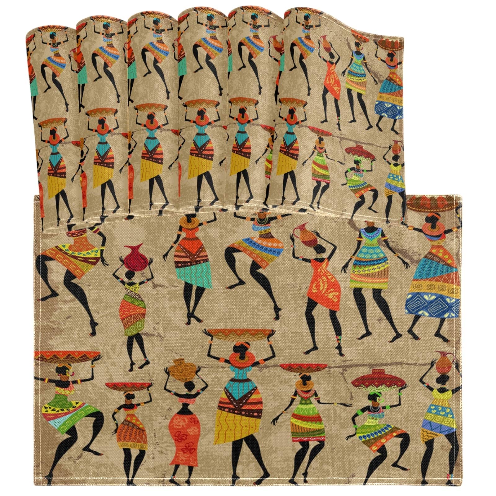 Buy Oarencol Vintage African Woman Art Placemat Table Mats Set of 6
