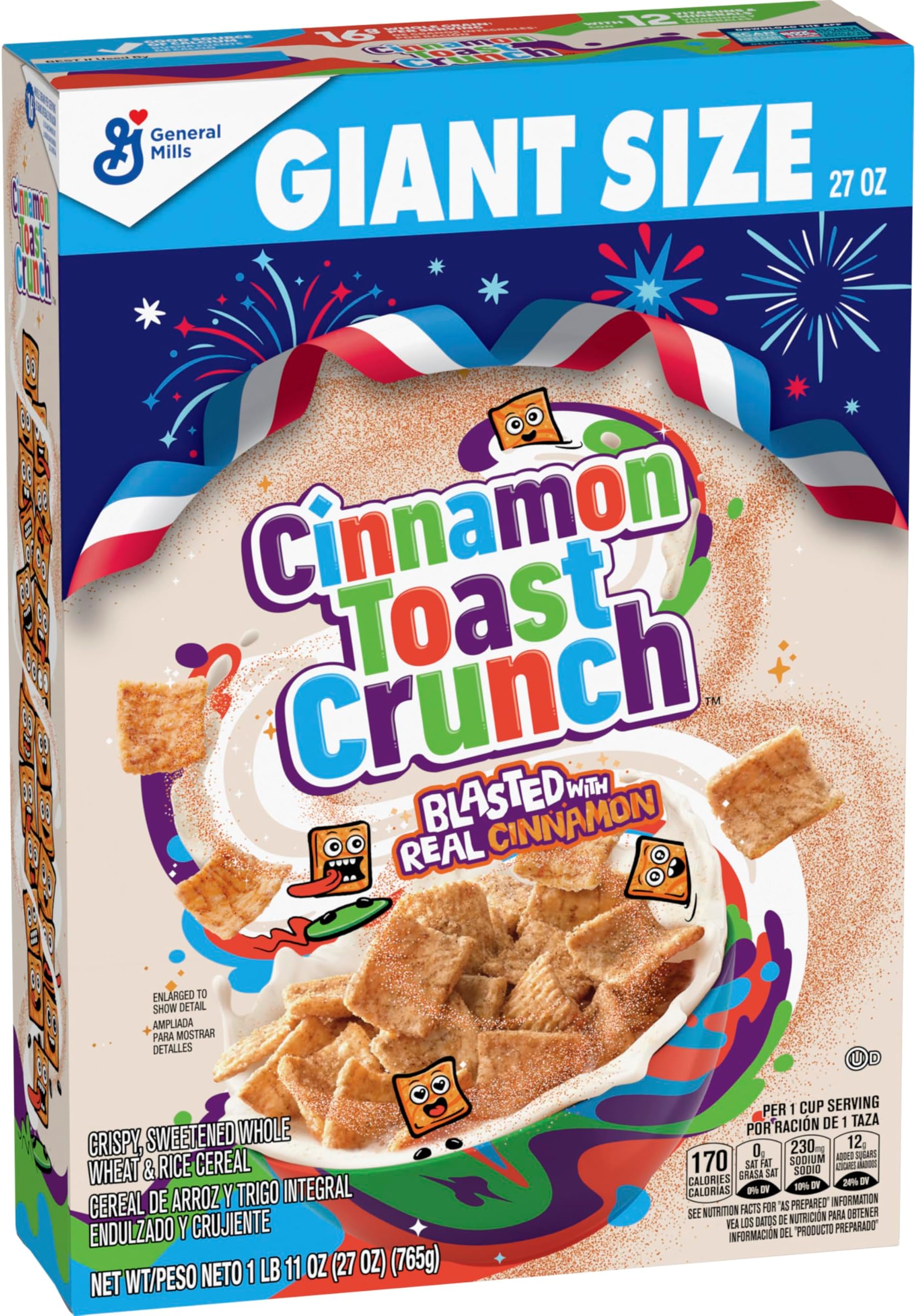 Breakfast Cereal, Crispy Cinnamon Cereal, Giant Size, 27 oz
