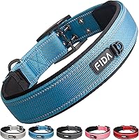 Vista 18 de Fida - Collar para perro resistente, de neopreno ultra cómodo y suave acolchado, de nylon reflectante ajustable con hebilla de metal duradera