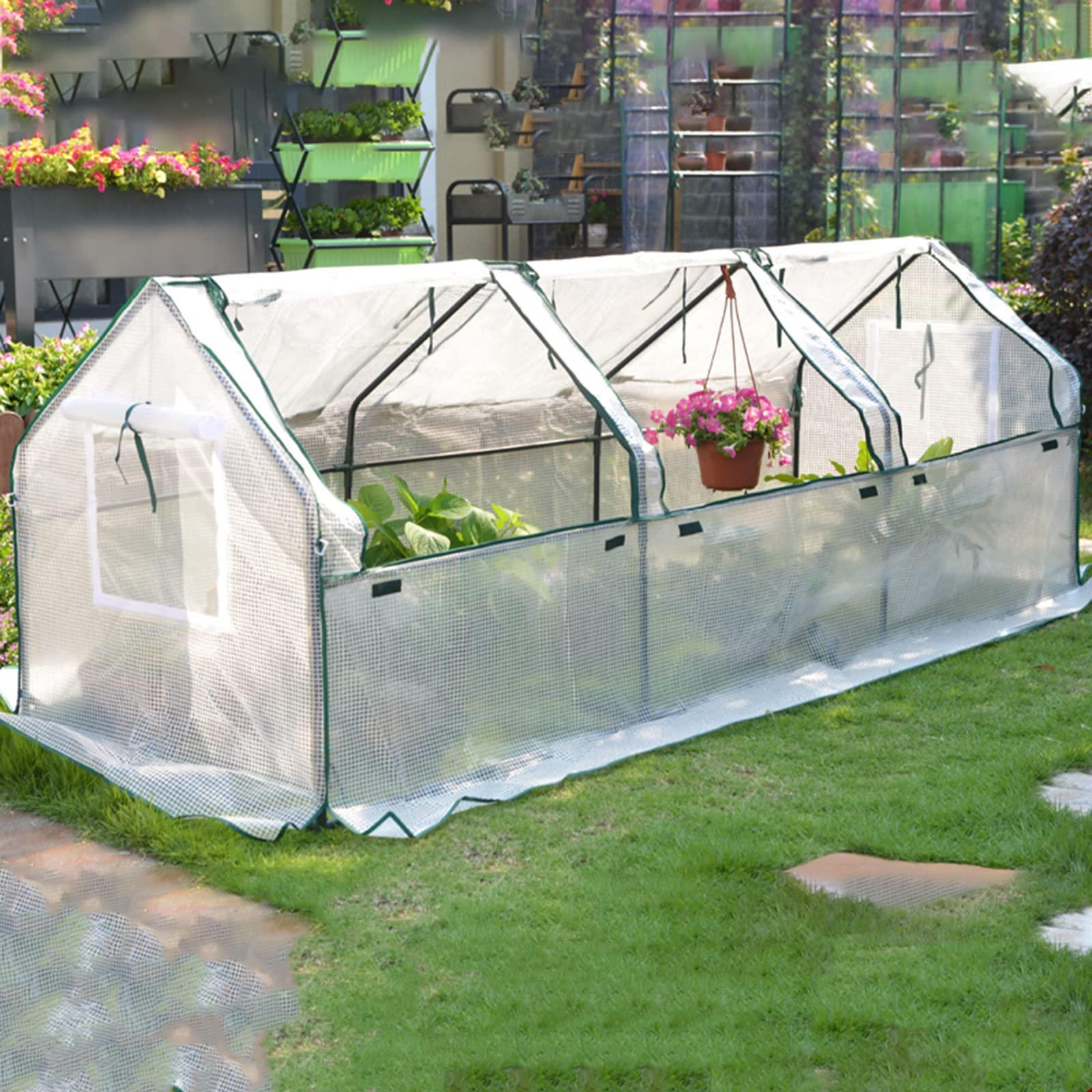 Invernadero, Casa De Cultivo De Invernadero, Túnel De Cultivo Grande Resistente A La Intemperie, Invernadero De Jardín, Para Plantas De Interior O Exterior,Blanco,270x90x90cm