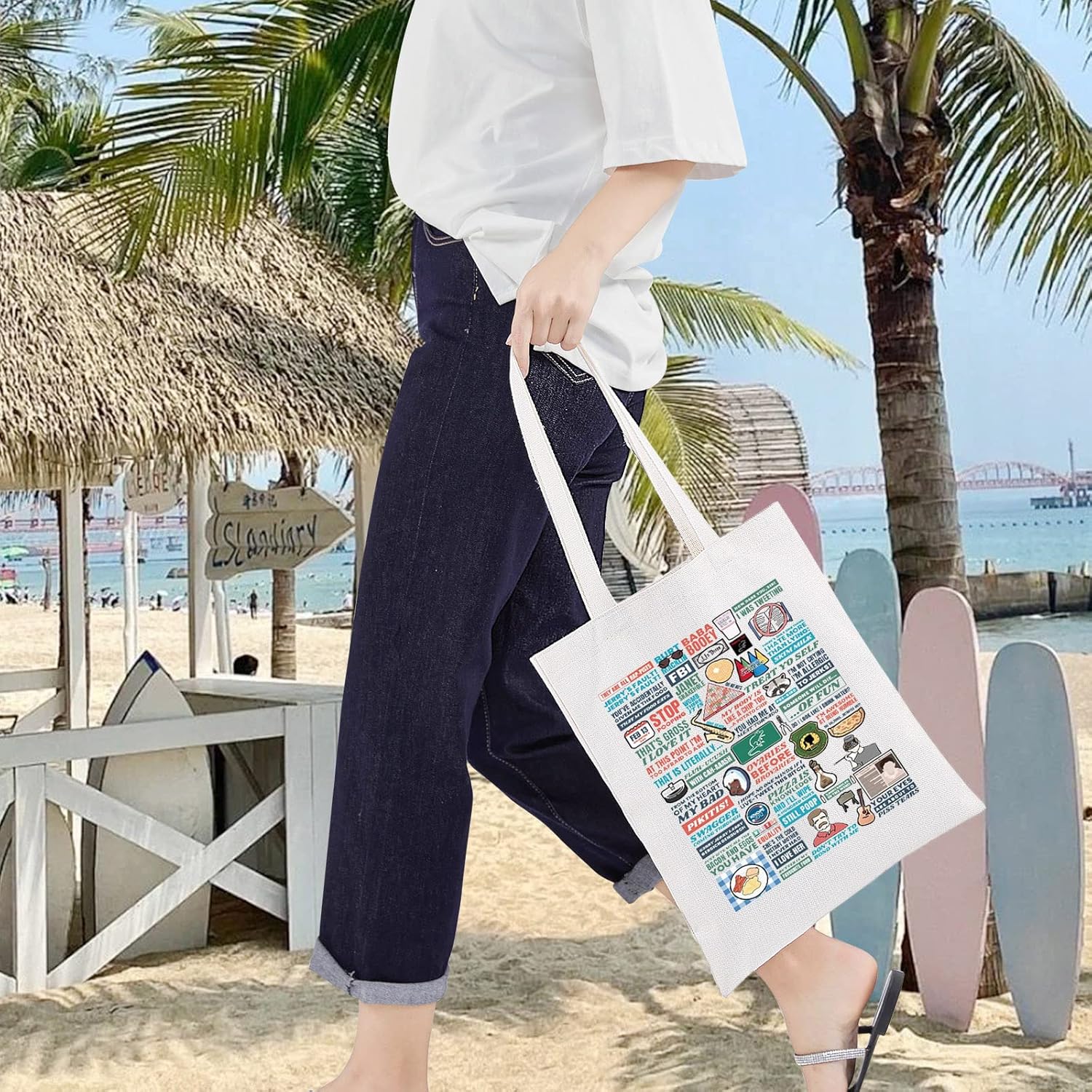 LEVLO Parks TV Quote Canvas Tote Bag Gift For Aubrey Plaza Fans TV Show Theme Shoulder Bag TV Show Merchandise - Image 7