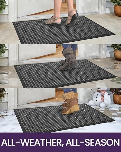 Miniatura 4 de DEXI - Tapete para puerta delantera para interiores y exteriores, tapete de bienvenida duradero y resistente, antideslizante, de perfil bajo, fácil