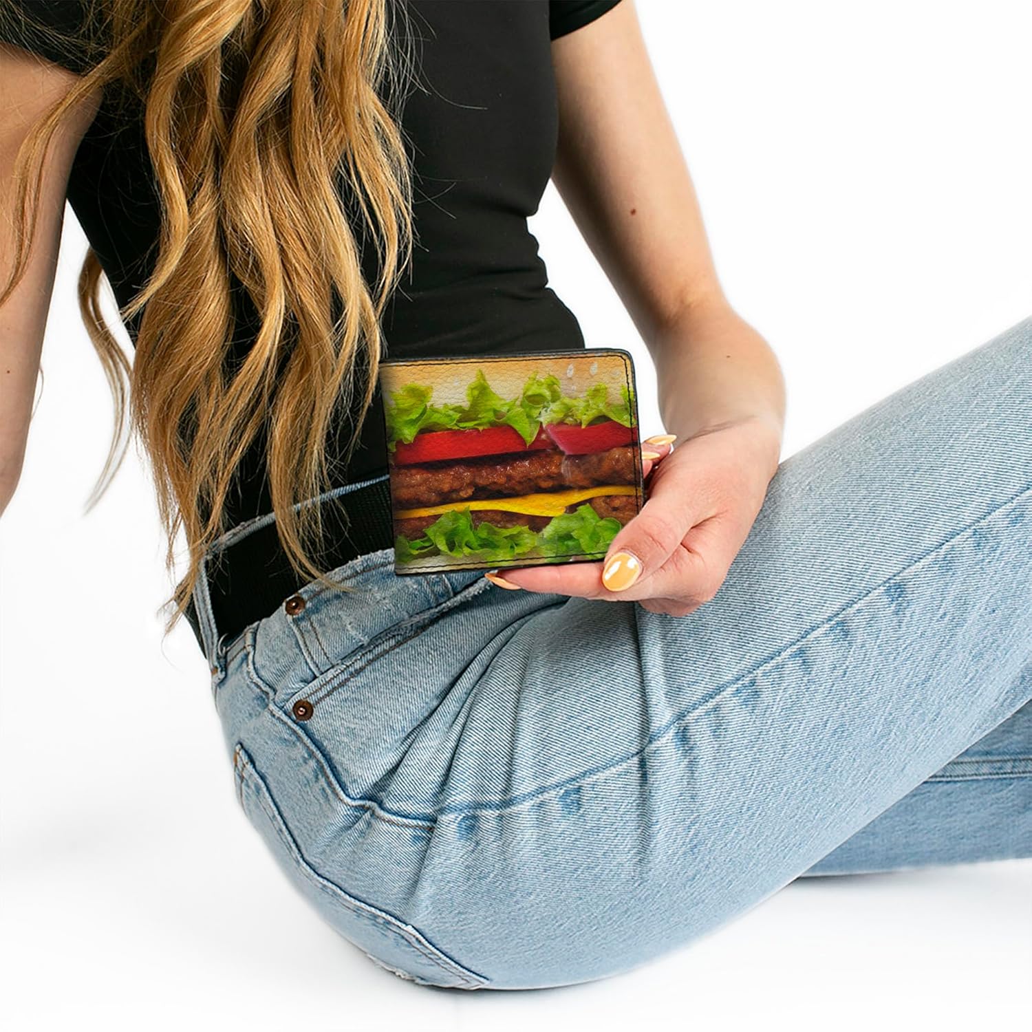 Buckle-Down Men's Standard PU Bifold Wallet-Vivid Cheeseburger, Multicolor, 4.0" x 3.5" - Image 7