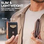 Ronyxet Slim RFID Wallet for Mens – Minimalist Wallet for Men with Money Clip, Holds 12 Cards – Durable Leather Carbon Fiber Men’s Wallet – Perfect Mens Gift (Carbon Orange, Money Clip)