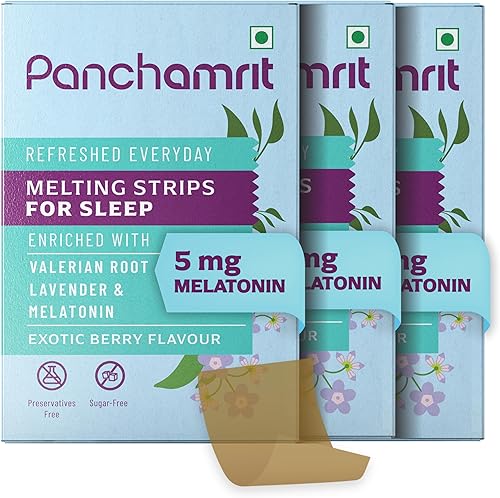 Melatonina Melatonina para dormir 5 mg, 90 tiras veganas (paquete de 3)  Ayuda natural para dormir  Sin azúcar, sin formación de hábitos  Hierbas
