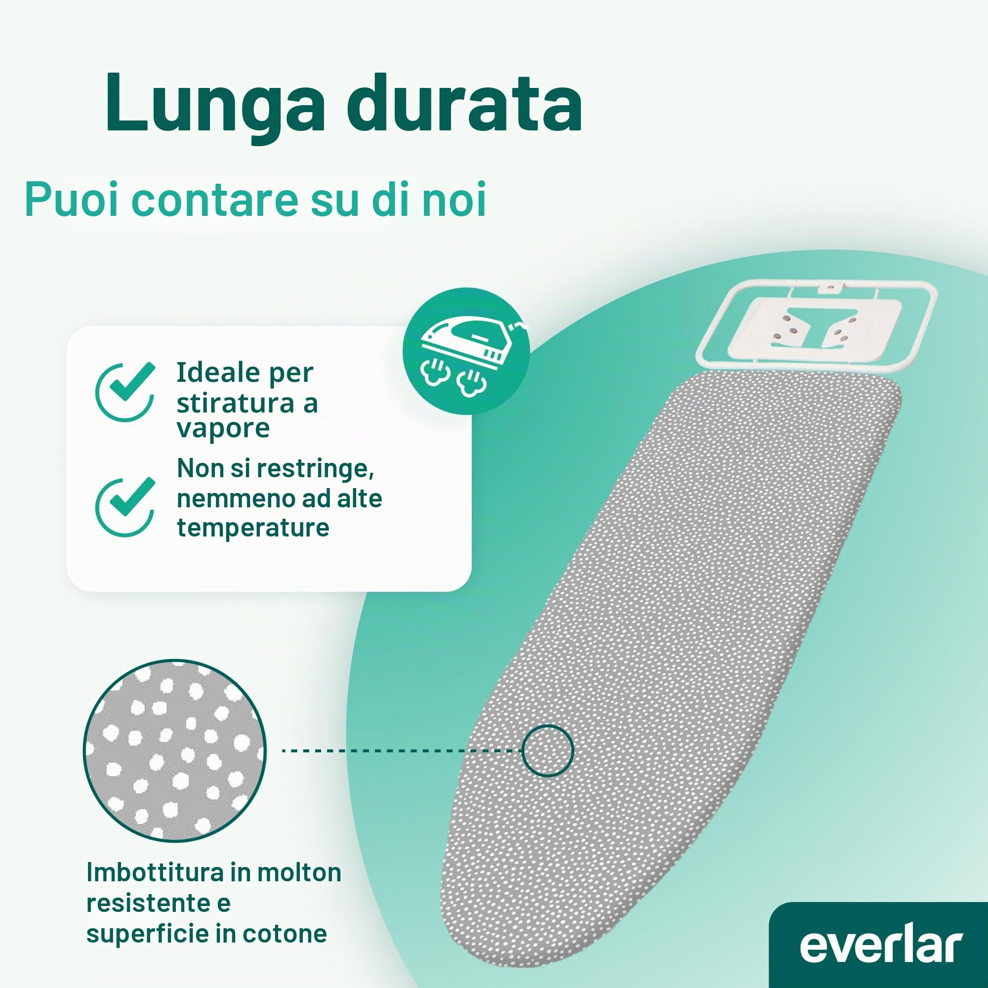 Rivestimento per asse da stiro di alta qualità, 120 x 45 (lunghezza), prodotto in Germania, OEKOTEX100, rivestimento per asse da stiro per asse da stiro da 120 – 125 x 38 – 45 cm