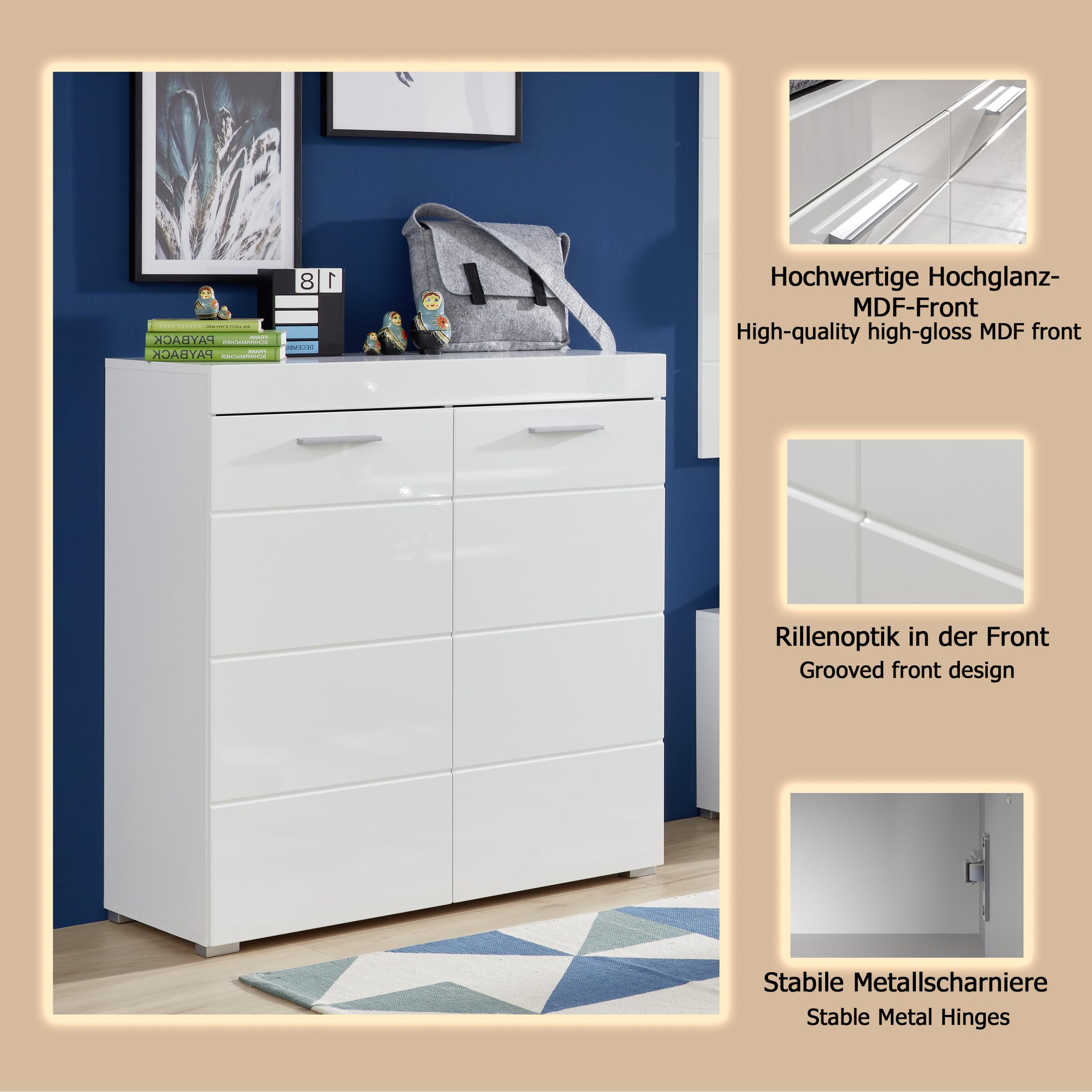 TG. Taglia unica) trendteam smart living Arredamenti, Bianco