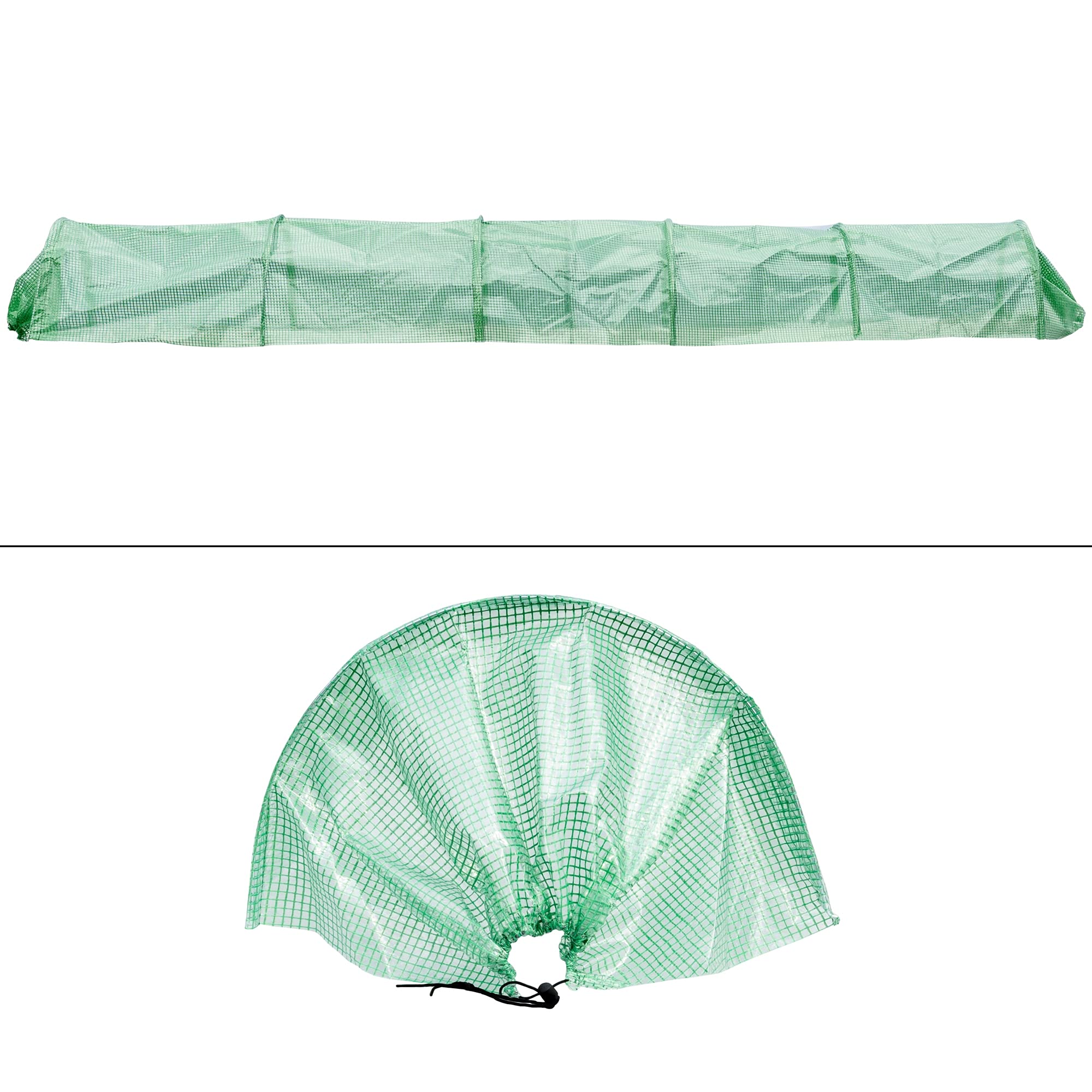 ECD Germany Tunel Foliowy Roślinny 300x55x35 cm 3m Przezroczysty/Zielony Folia PE-Siatka 135 g/m² z 6 Zakrzywionymi Drutami Stalowymi Ø 2mm, Szklarnia Chłodnia