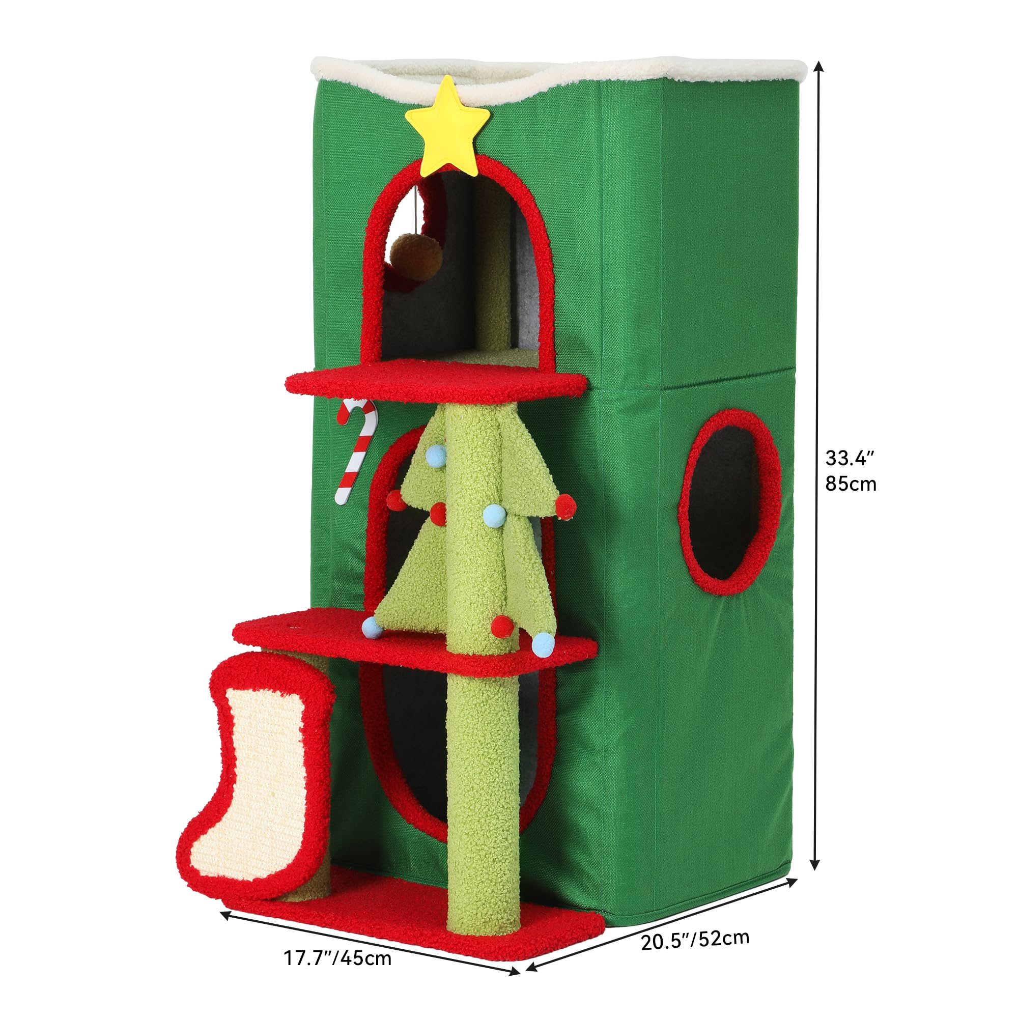 YITAHOME Gothic Cat Tree with Coffin Bed, 63" Tall Cat Tower for Indoor Cats with Top Perch, Spacious Cat Condos, Spider Hanging Balls,Comfy Hammock, Scratching Post and Ladder, Black Halloween