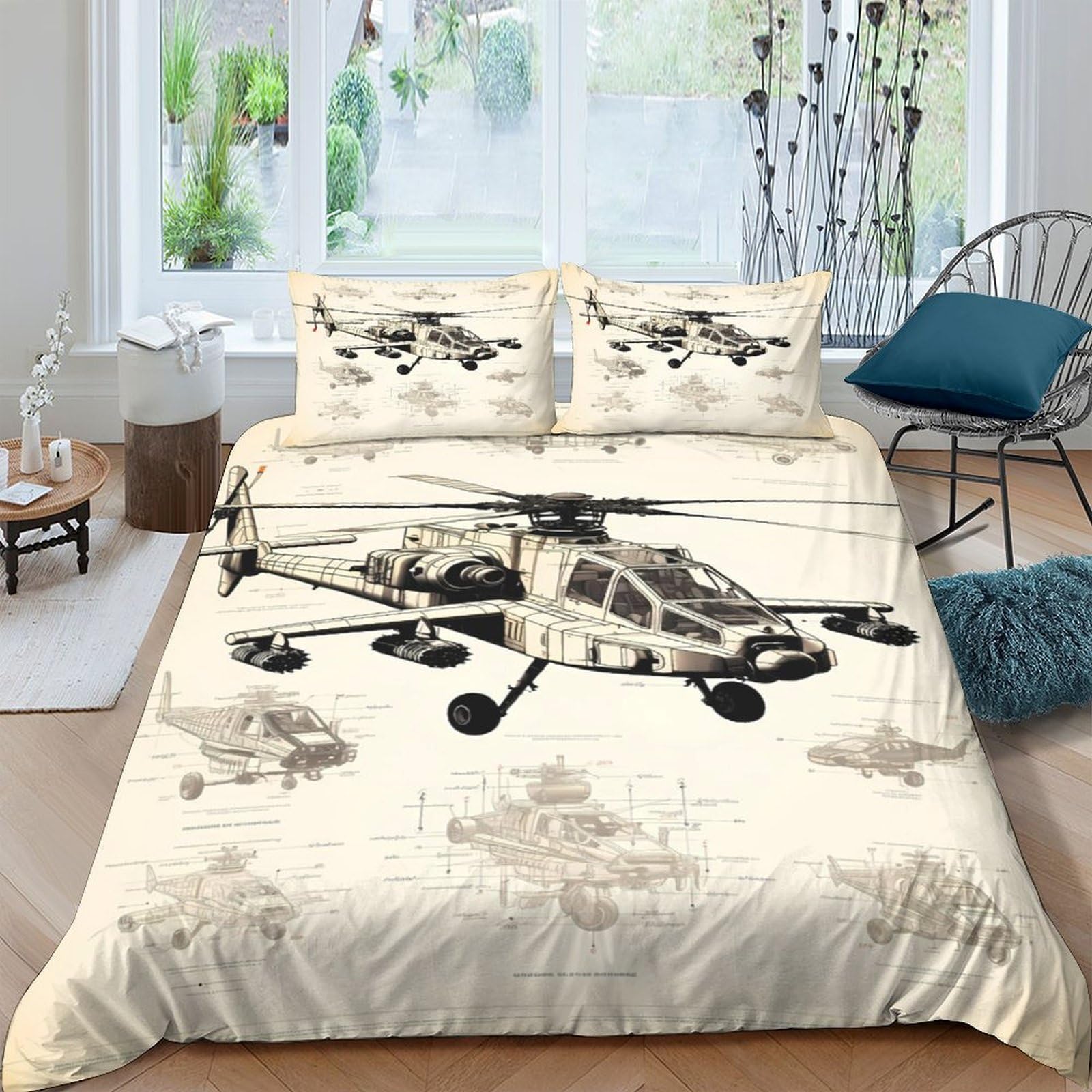 Ctjqhvkz Style-10 3D Printed Military Helicopter Fitted Sheet Microfiber Soft Bedroom Decor Camouflage Bed Cover Anti-Slip Washable For Home Dorm Single（135X200cm）