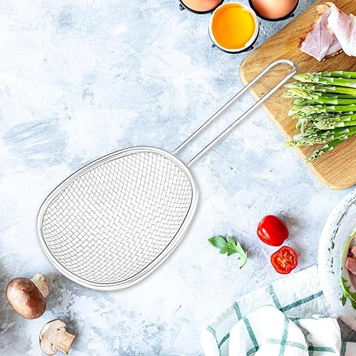 Miniatura 4 de Colador de alimentos plateado Malla de acero inoxidable Simple de limpiar, accesorios de superficie lisa antioxidante, colador de fideos de malla de