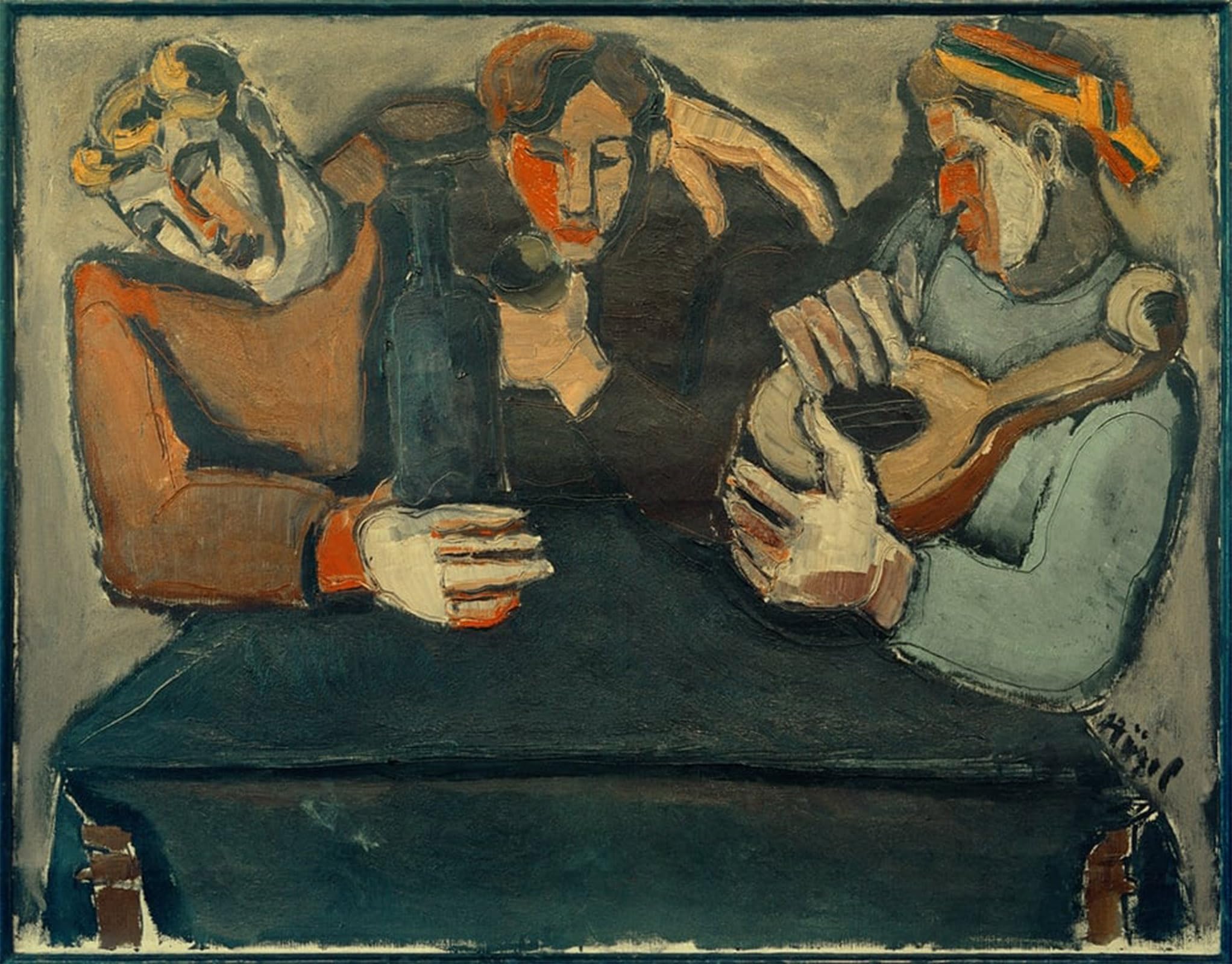 ARTXLXXBN Famous Print Painting Colorful Art Print the Three Drinkers by Kolle Canvas Art Decorations for Home Decor 60x90cm