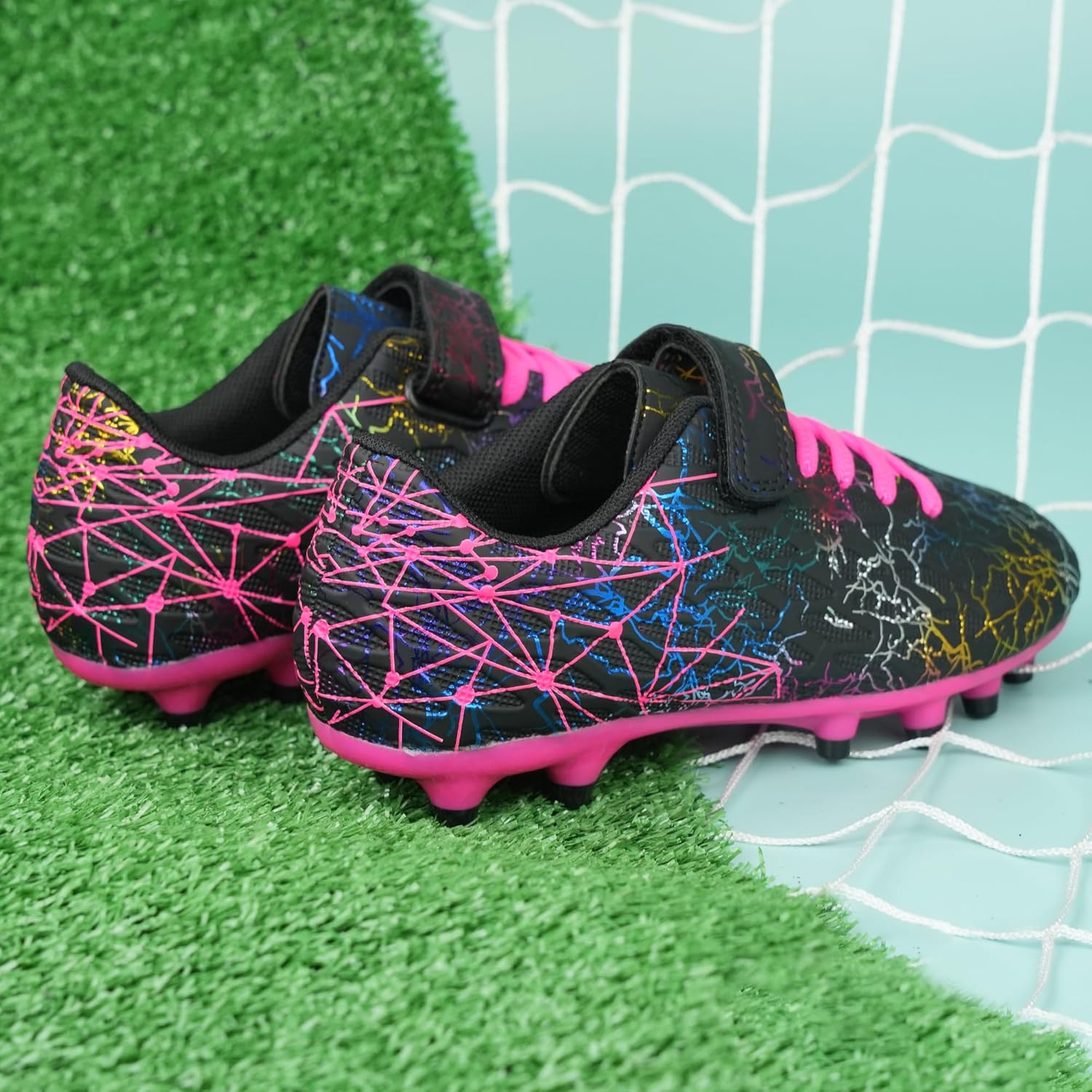 brooman Kids Firm Ground Soccer Cleats Girls Football Cleats with Shin Guards and Soccer Socks - Image 6