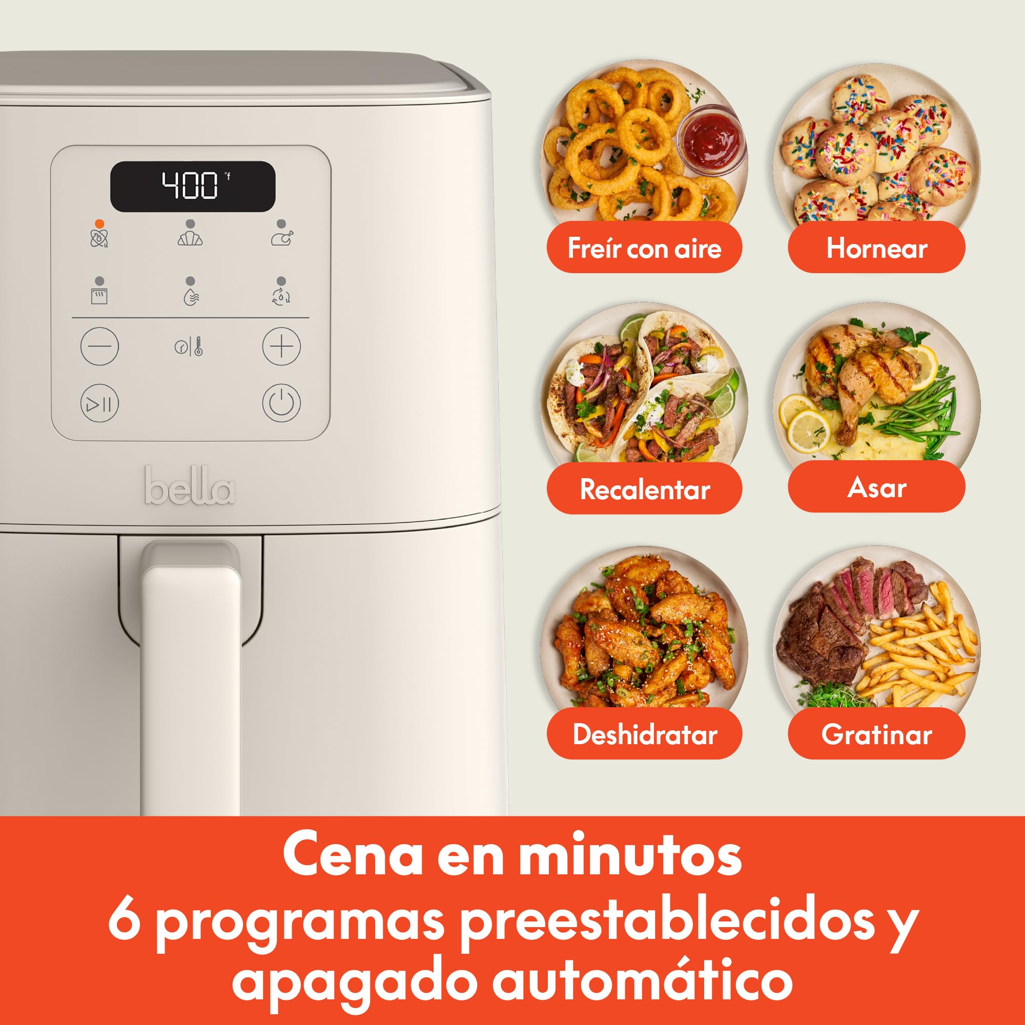 bella Slim 4.0 Qt Air Fryer, Oatmilk