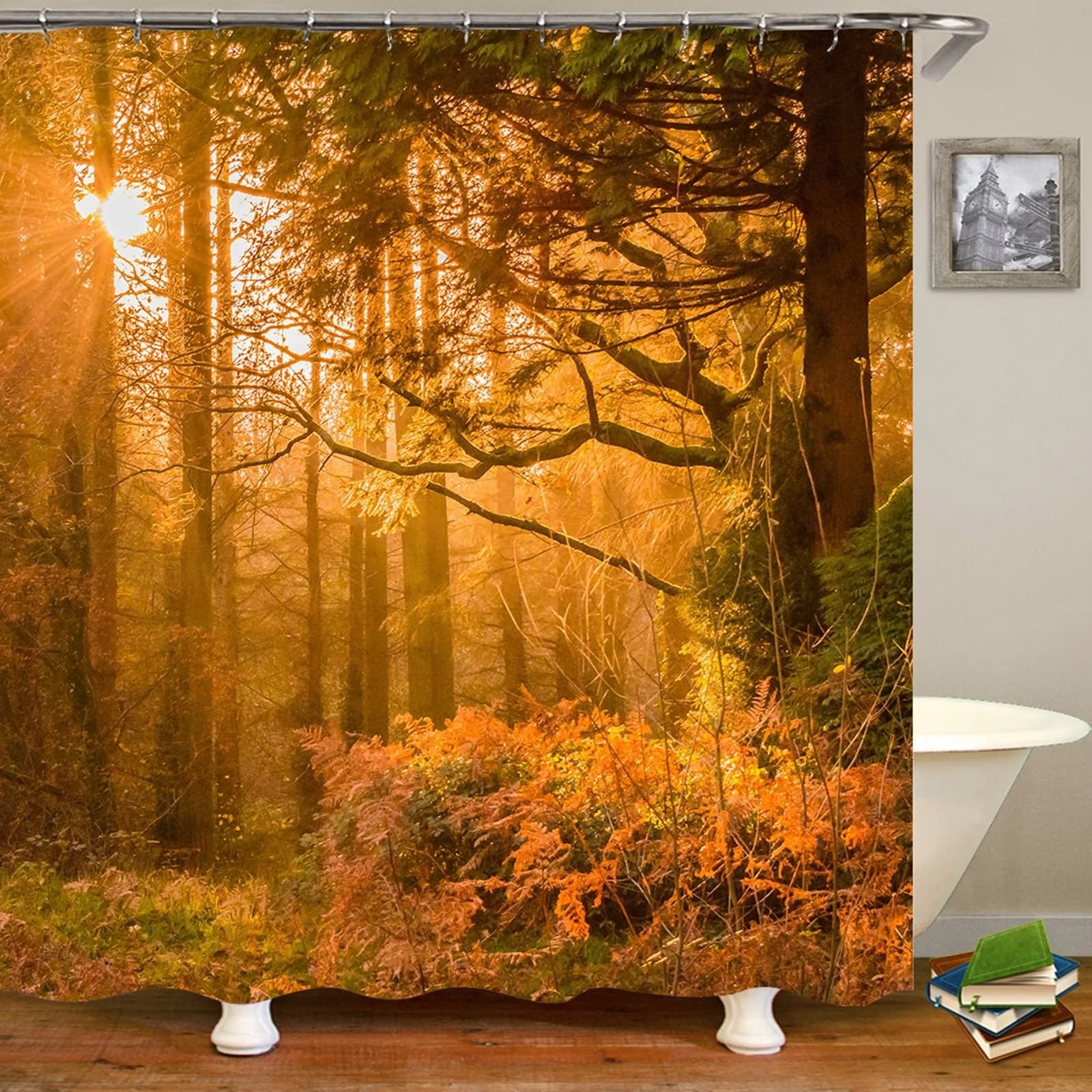 Rideau de douche anti-moisissure KnSam arbres d'automne 180x200cm imperméable salle de bain