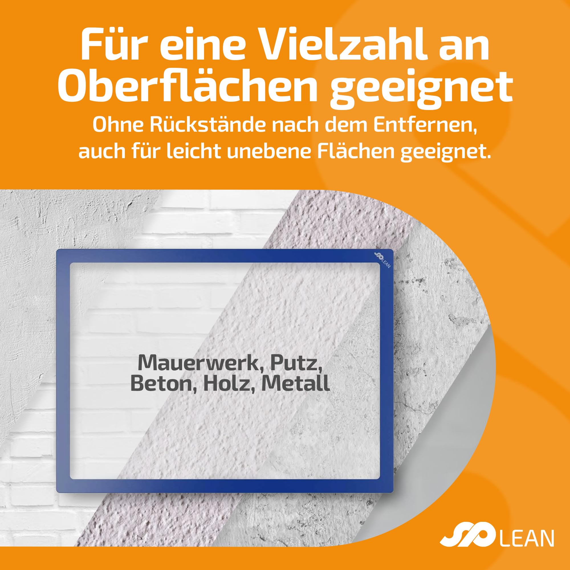 spLEAN 5 Stück Dokumentenhalter klebend mehrfach ablösbar DIN A4, Rahmen, weiß, Aushang aus stabiler Vinyl-Hartfolie Stärke 0,70 mm, Made in Germany